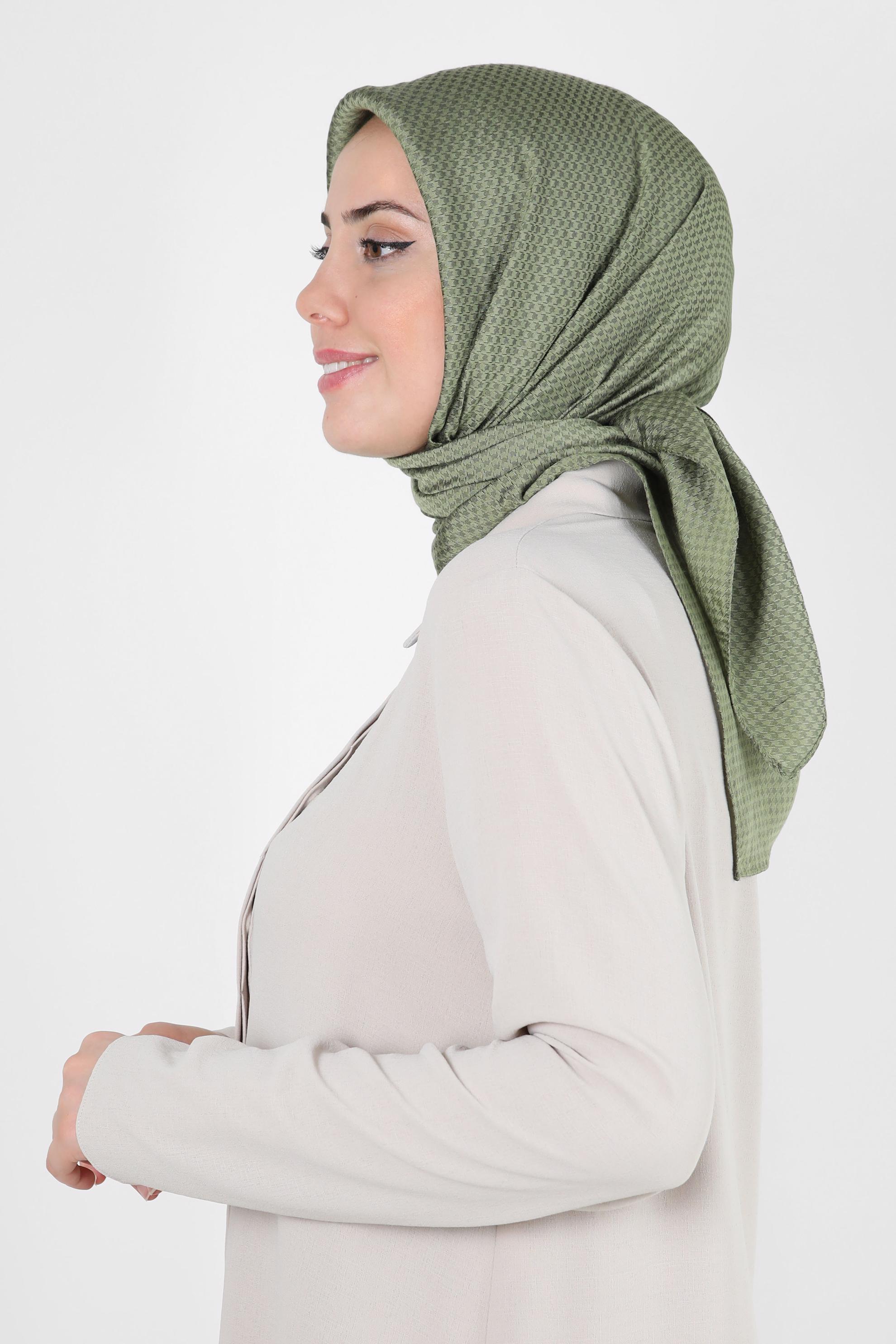 Tesettür giyim HAKİ ALVİNA KAZAYAĞI DESEN VİSKON EŞARP 8259 