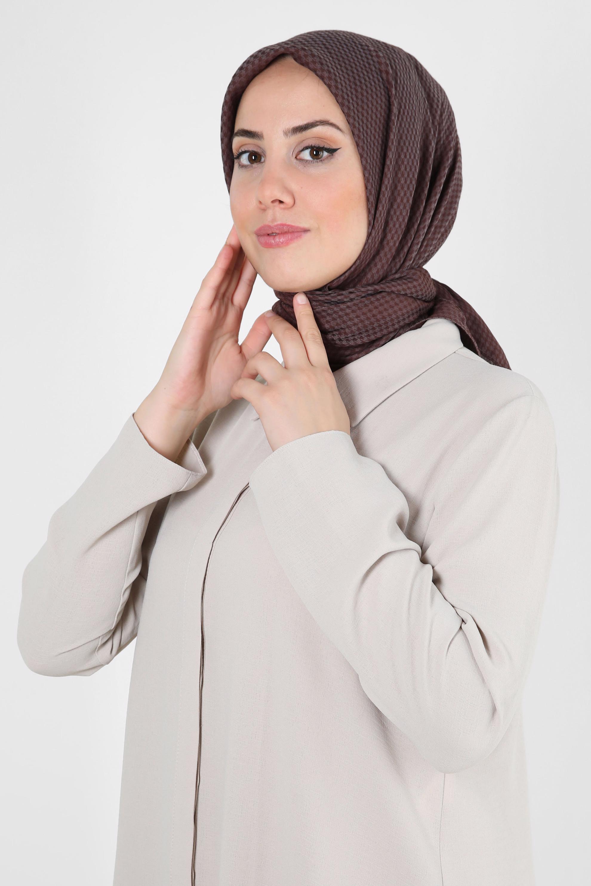 Tesettür giyim KAHVE ALVİNA KAZAYAĞI DESEN VİSKON EŞARP 8259 