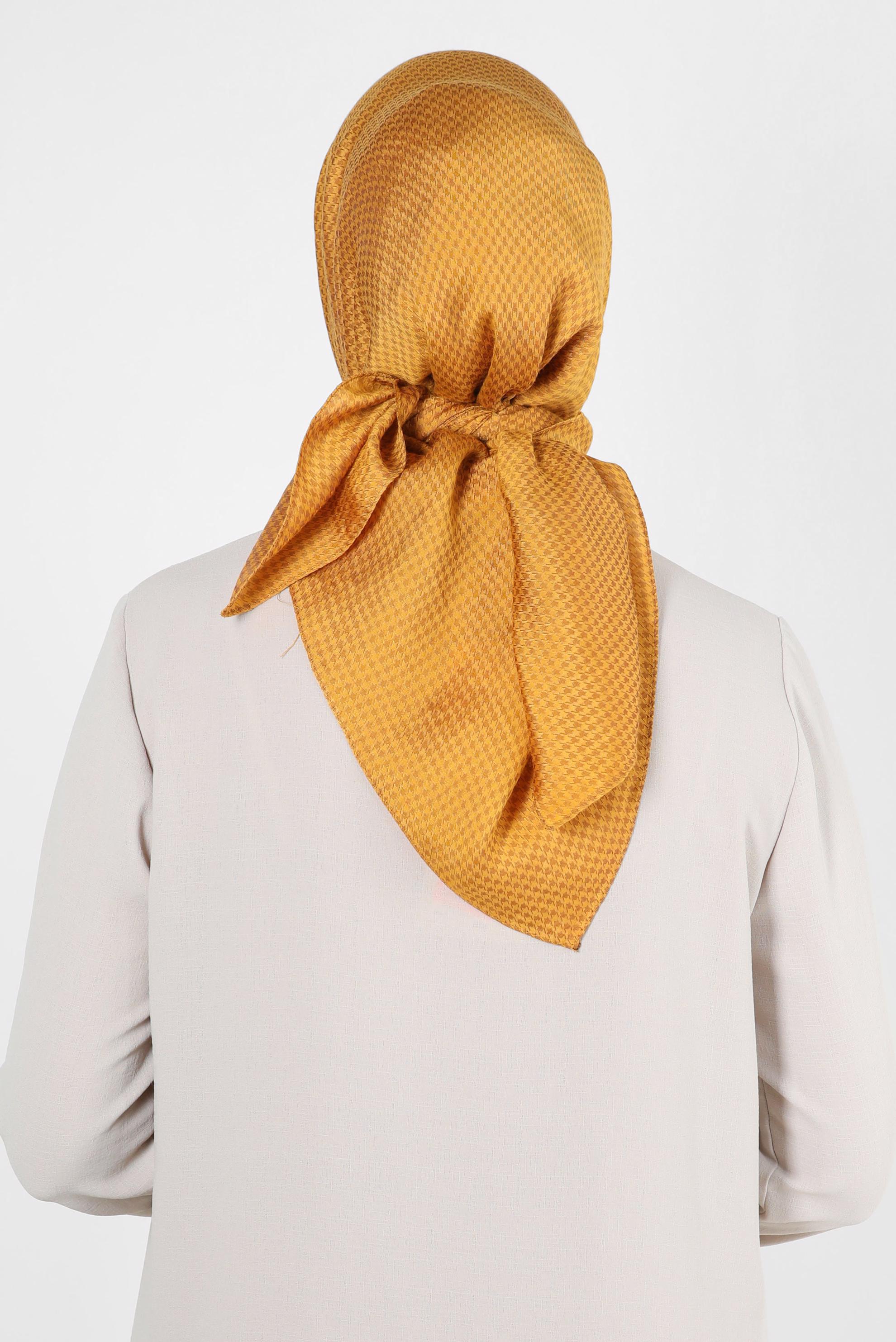 Tesettür giyim SARI ALVİNA KAZAYAĞI DESEN VİSKON EŞARP 8259 