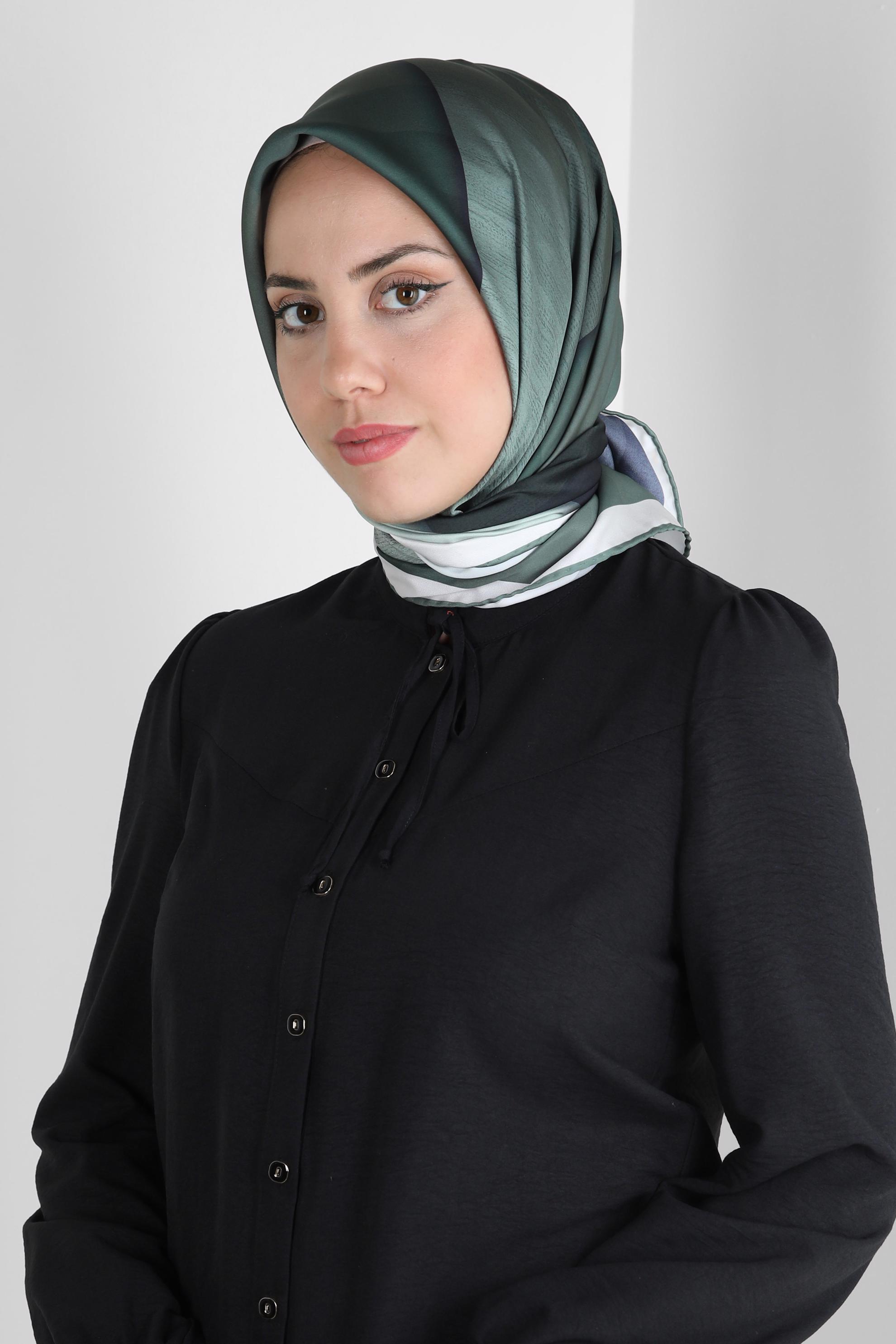 Tesettür giyim HAKİ ALVİNA DİJİTAL EŞARP 8260