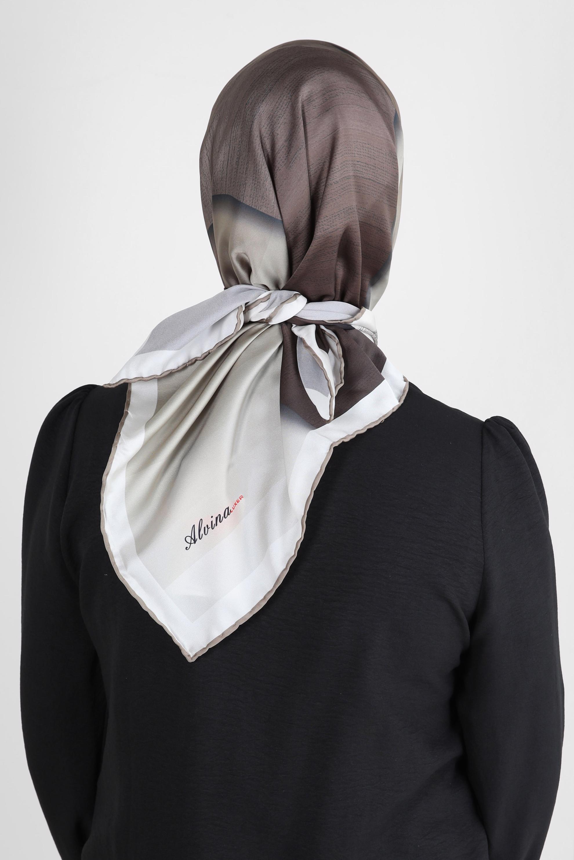 Tesettür giyim KAHVE ALVİNA DİJİTAL EŞARP 8260