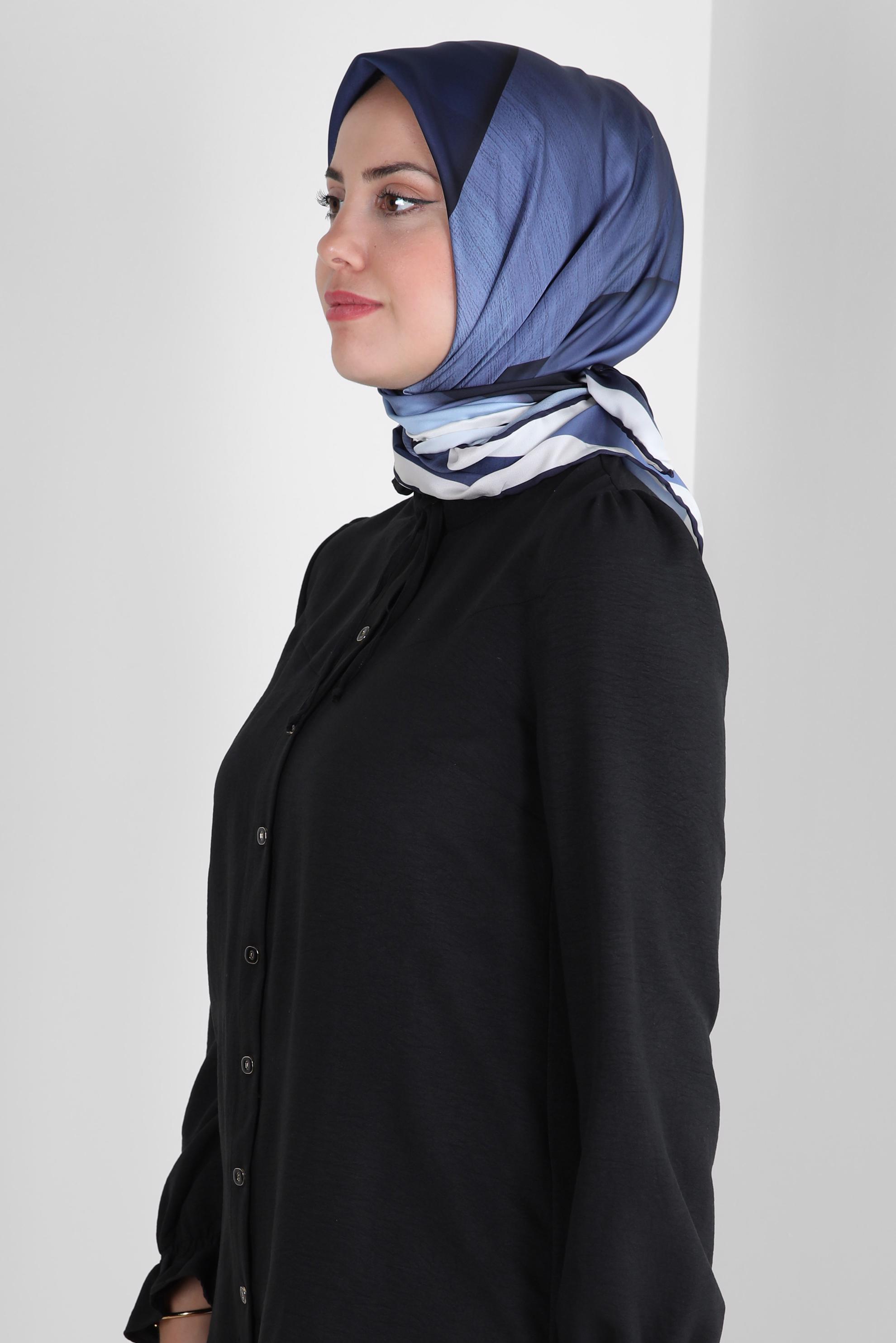 Tesettür giyim LACİVERT ALVİNA DİJİTAL EŞARP 8260