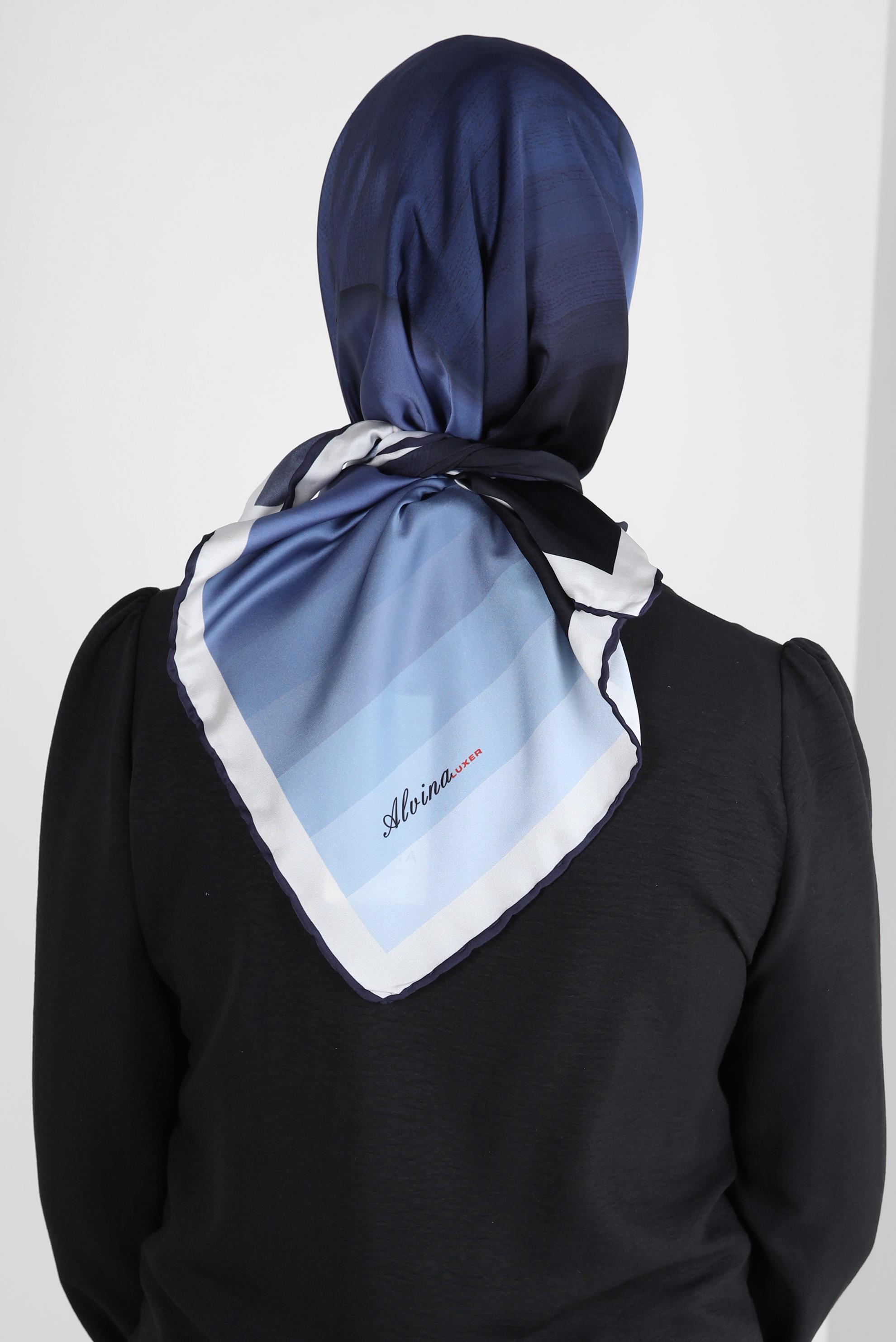 Tesettür giyim LACİVERT ALVİNA DİJİTAL EŞARP 8260