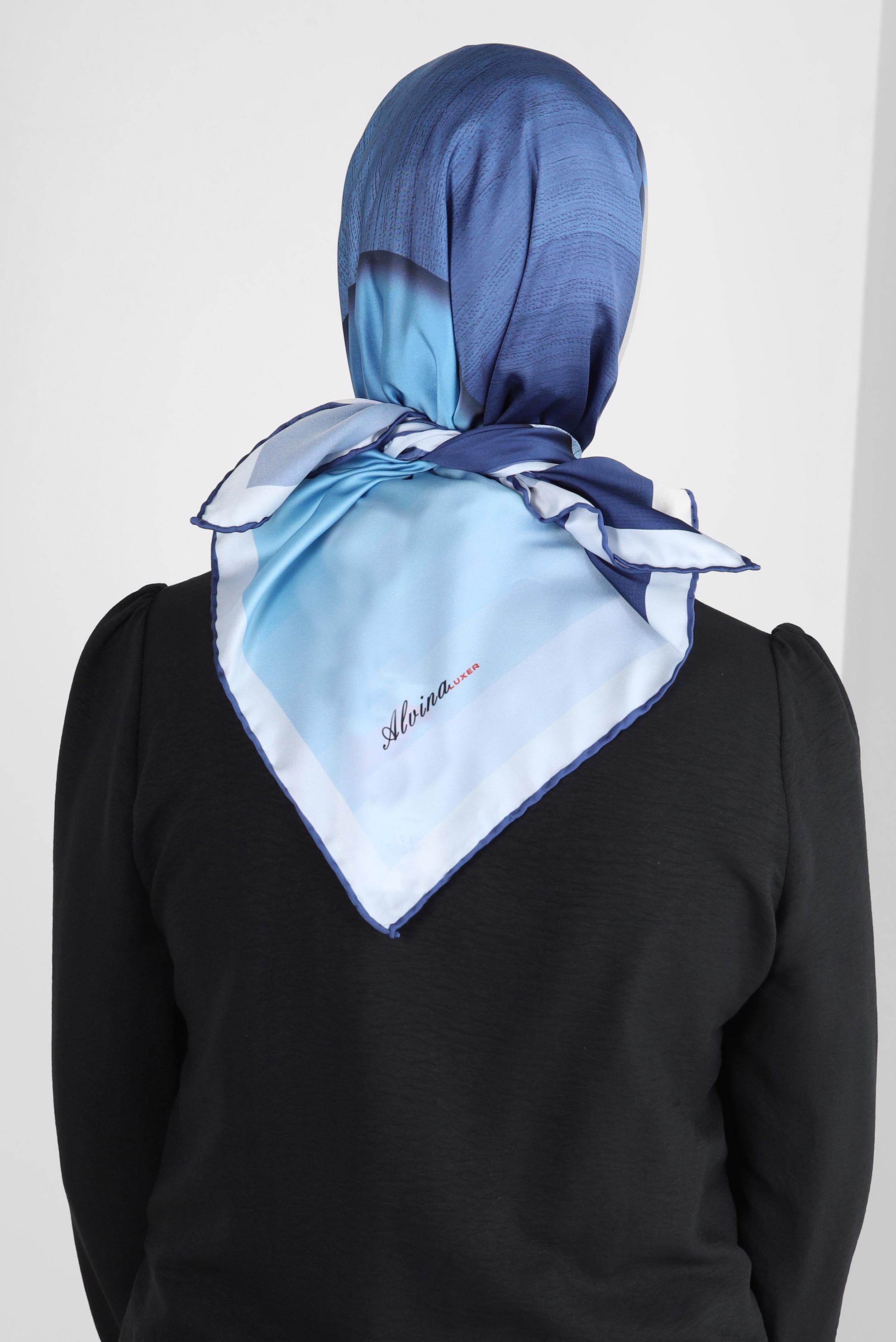 Tesettür giyim LACİVERT ALVİNA DİJİTAL EŞARP 8260