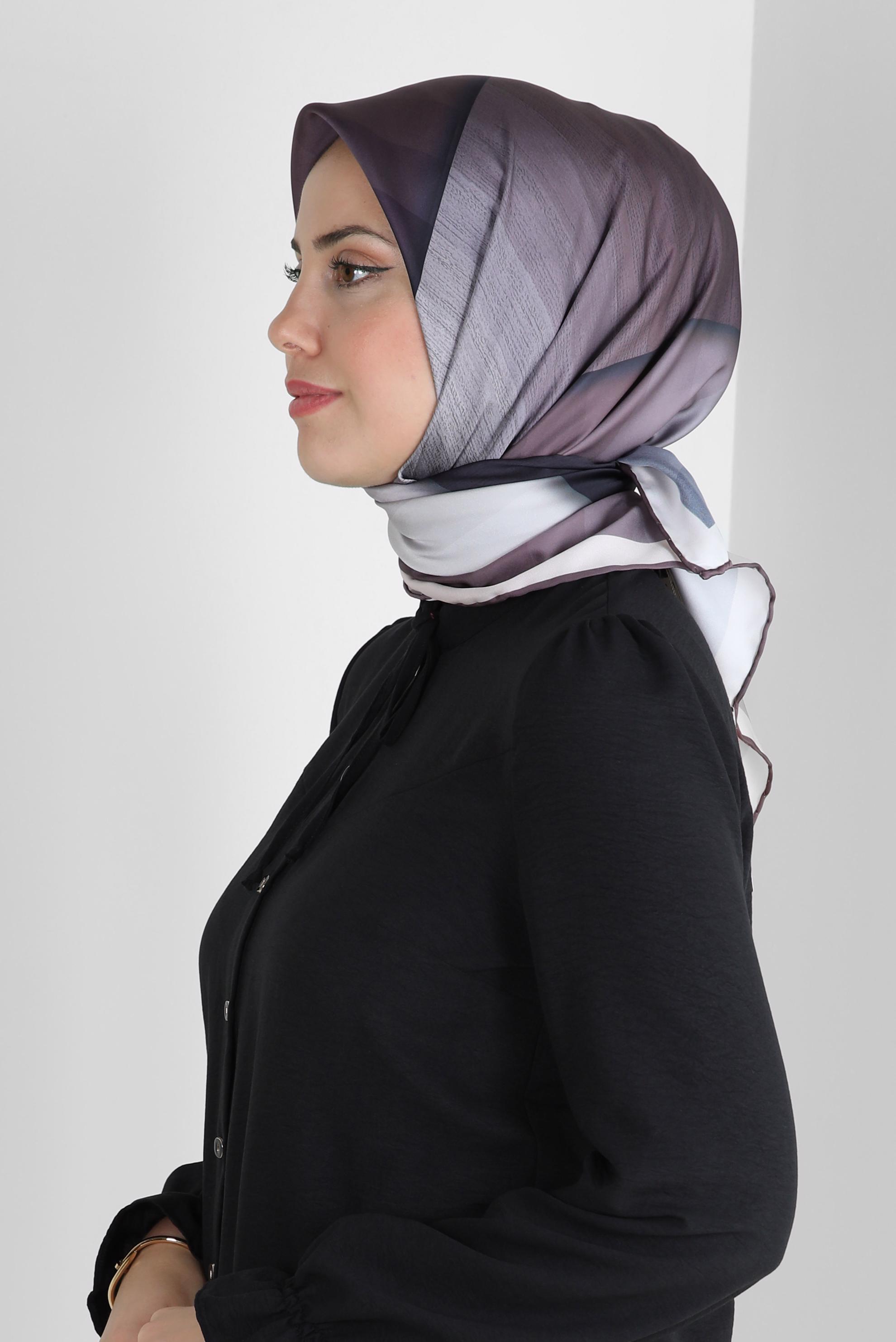 Tesettür giyim VİZON ALVİNA DİJİTAL EŞARP 8260