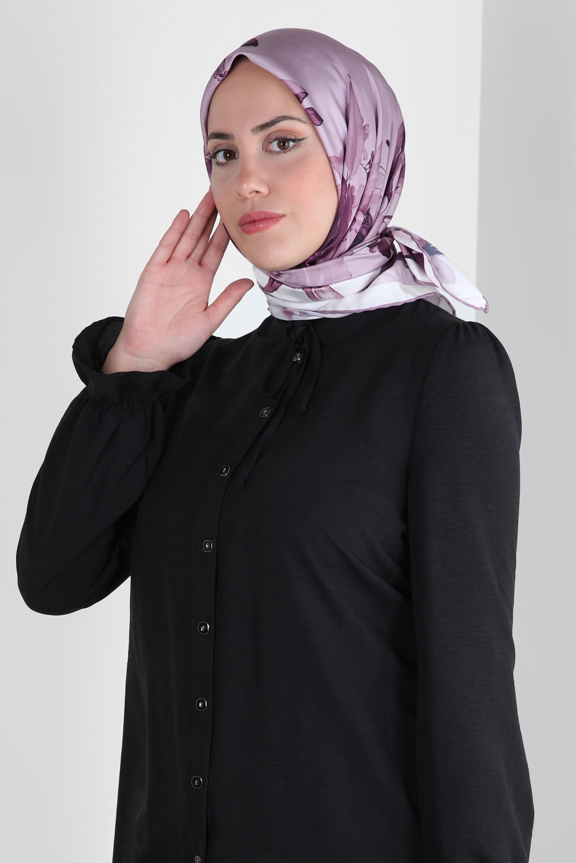 Tesettür giyim MOR ALVİNA DESENLİ DİJİTAL EŞARP 8261