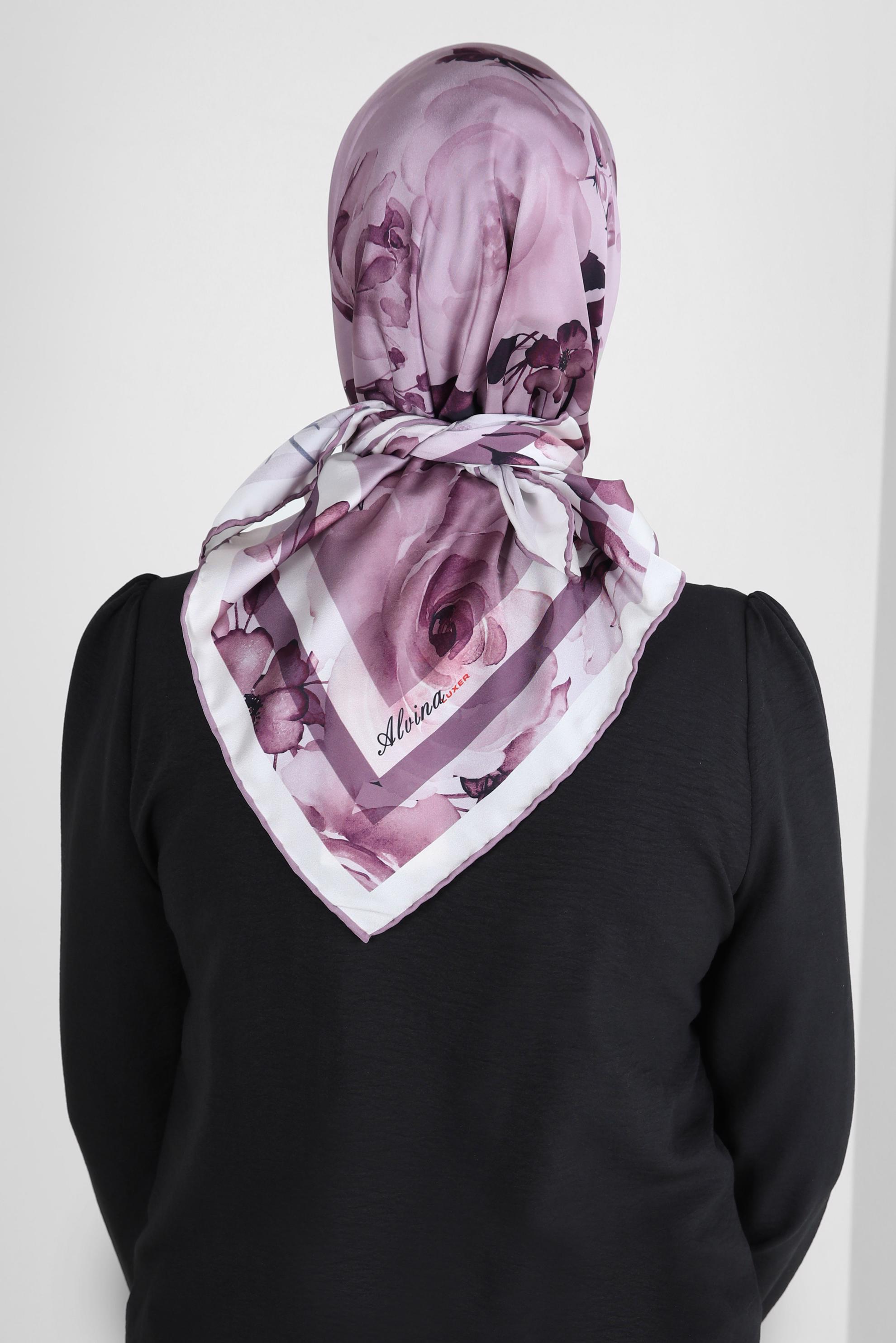 Tesettür giyim MOR ALVİNA DESENLİ DİJİTAL EŞARP 8261