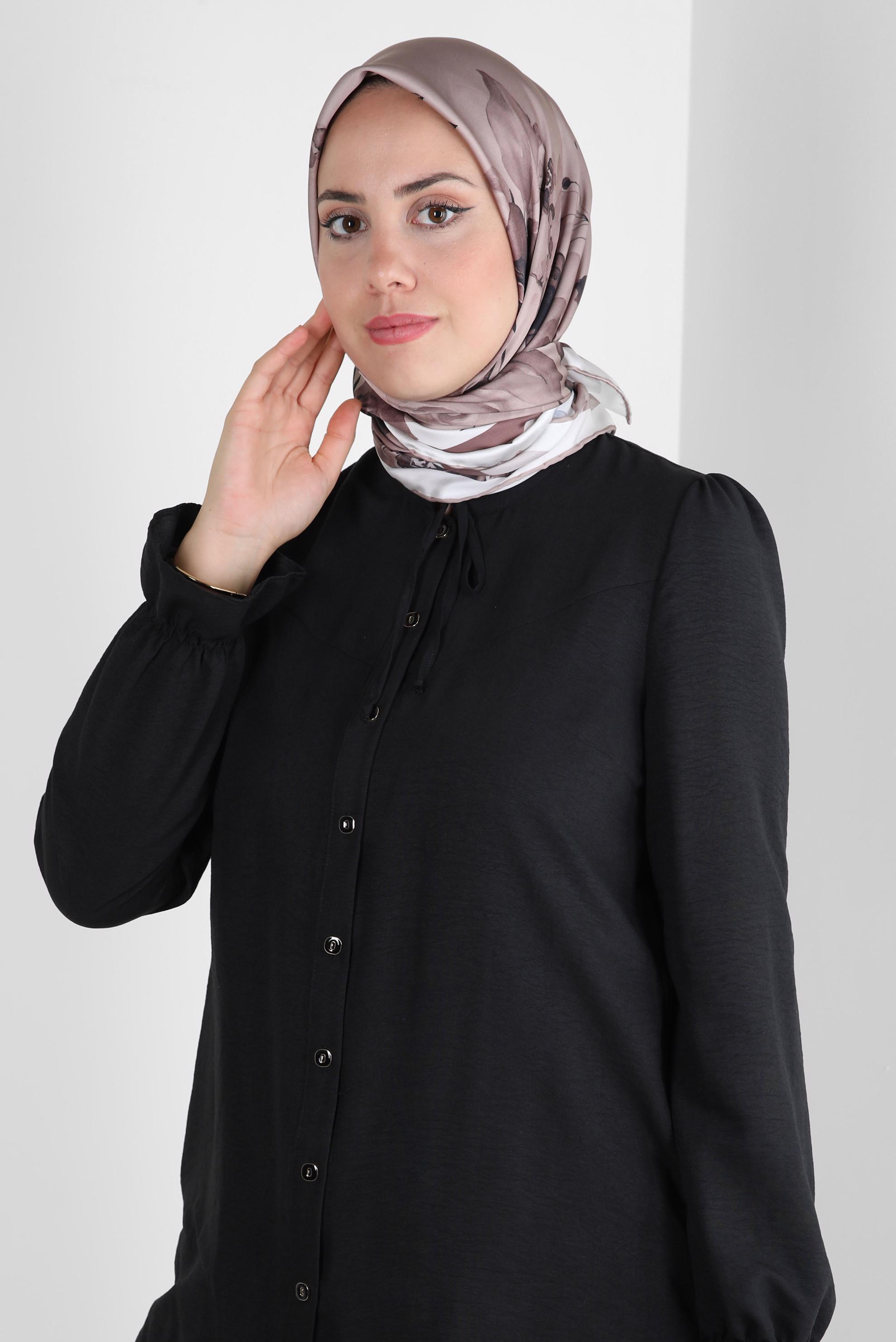 Tesettür giyim KAHVE ALVİNA DESENLİ DİJİTAL EŞARP 8261