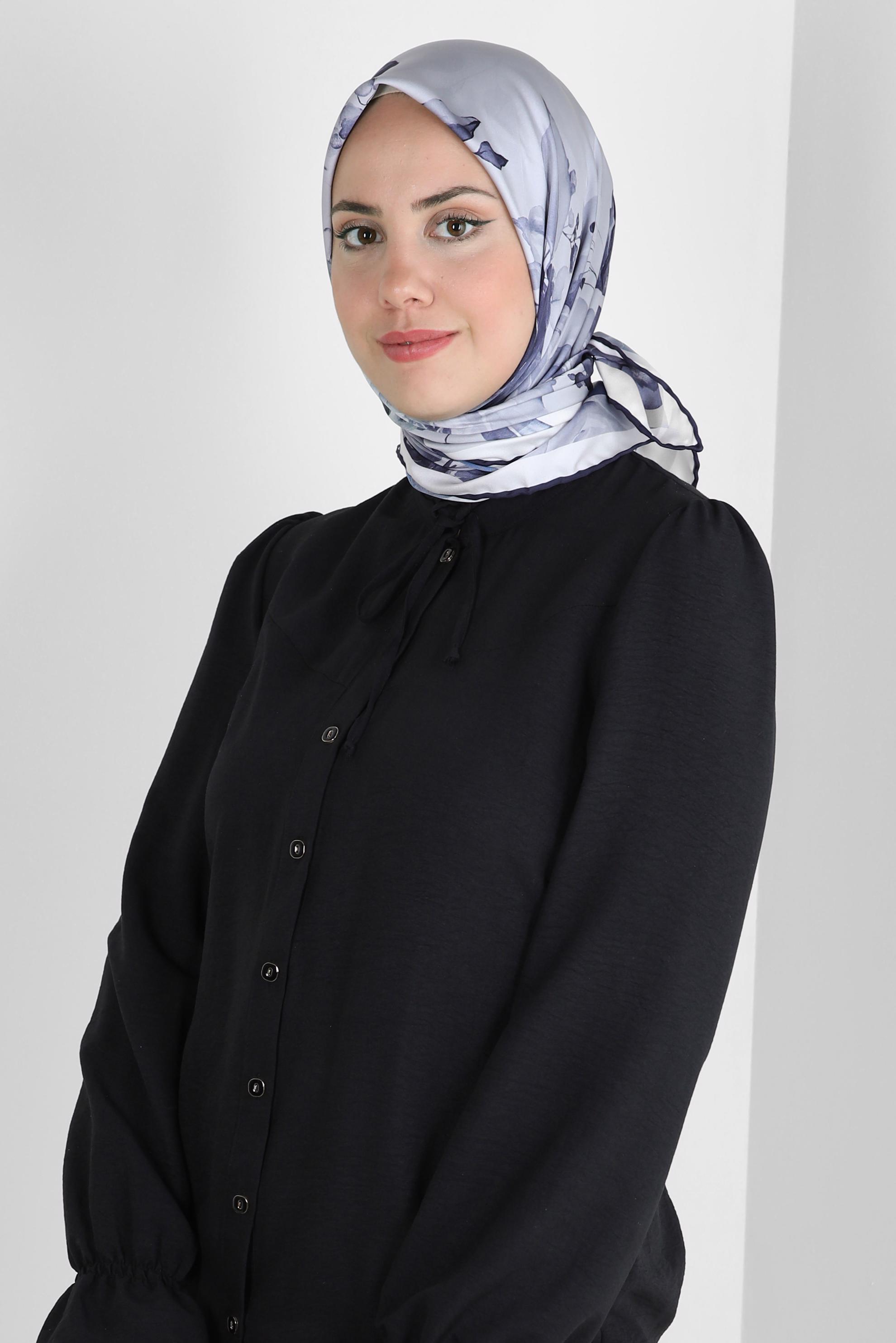 Tesettür giyim LACİVERT ALVİNA DESENLİ DİJİTAL EŞARP 8261