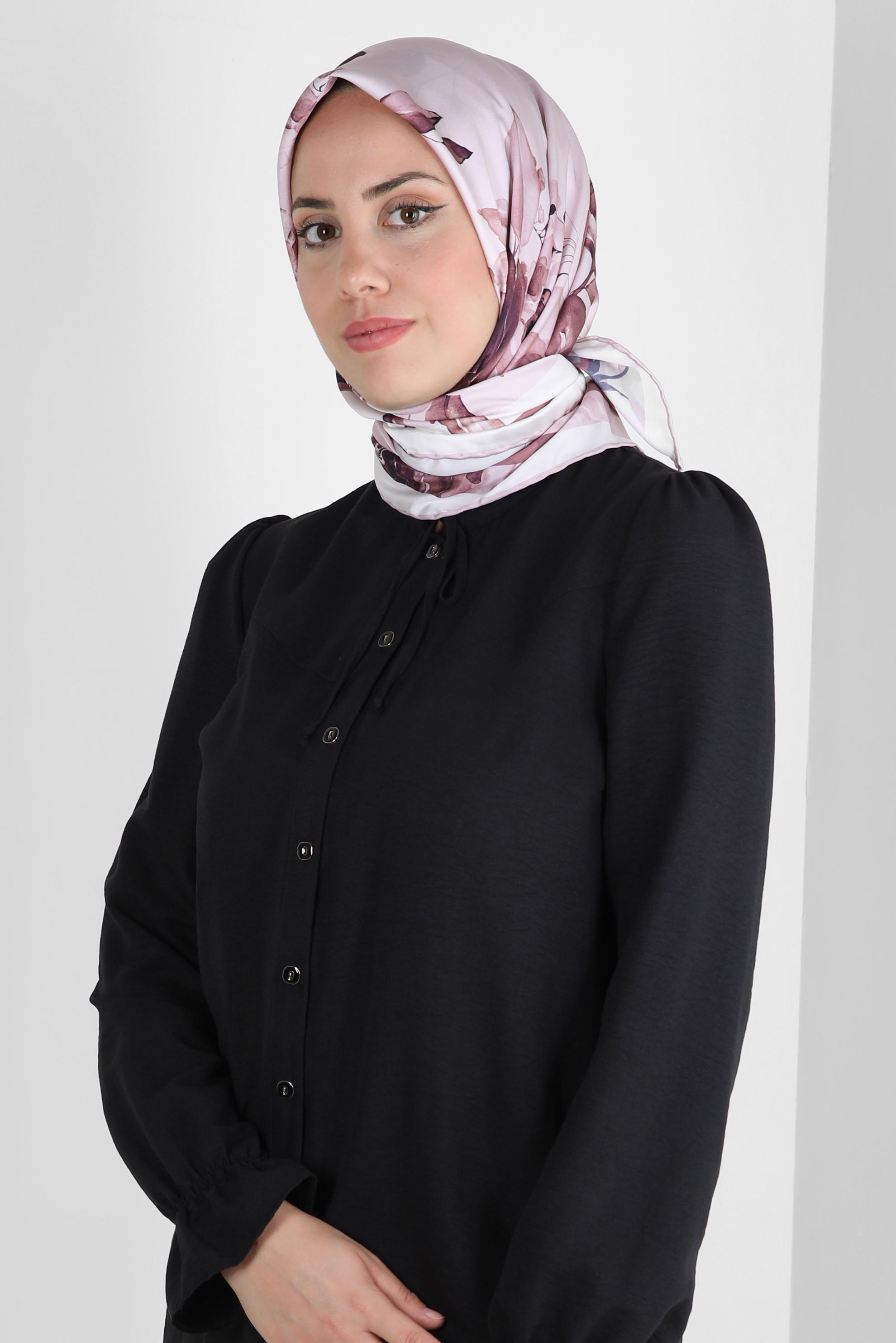 Tesettür giyim PUDRA ALVİNA DESENLİ DİJİTAL EŞARP 8261
