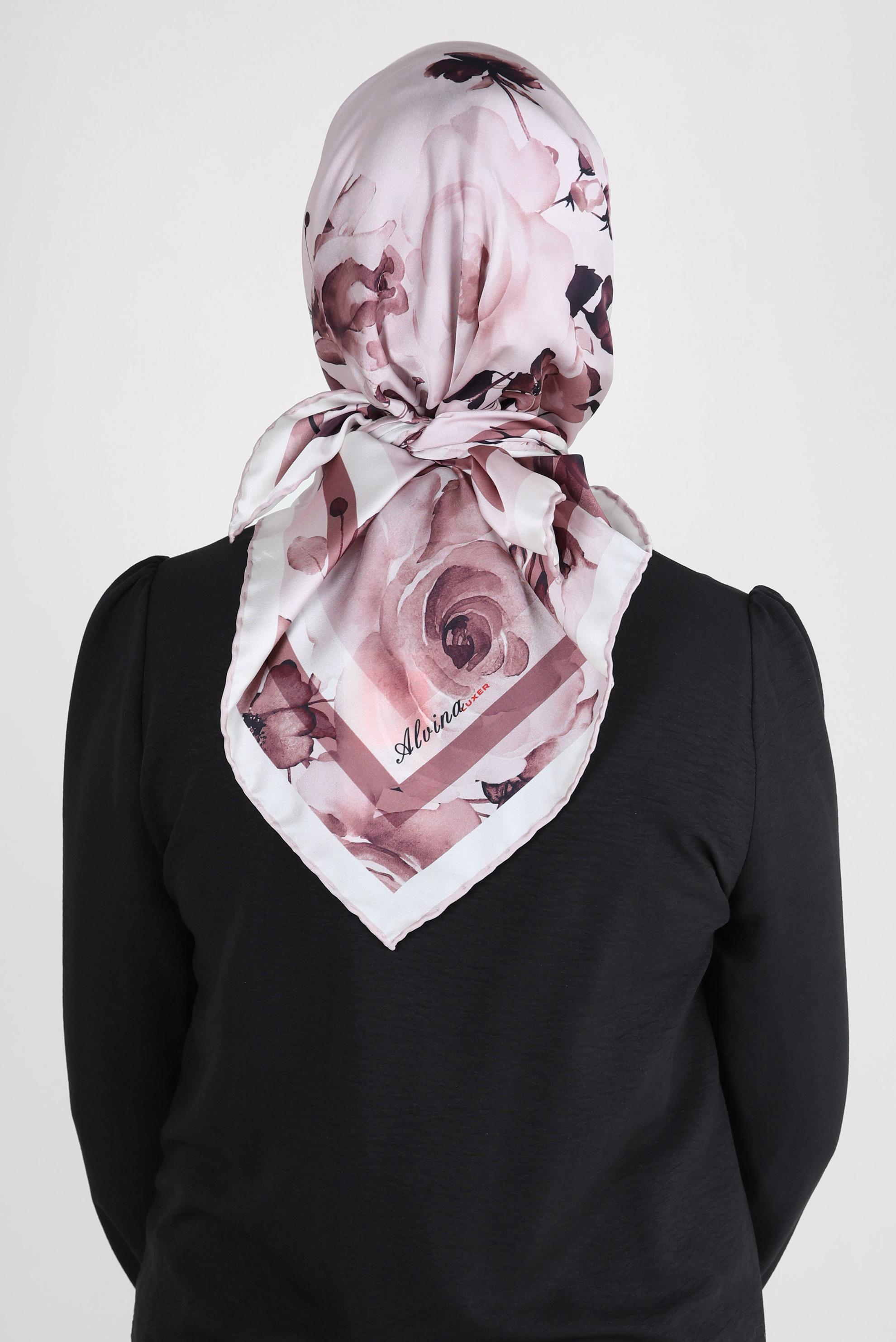 Tesettür giyim PUDRA ALVİNA DESENLİ DİJİTAL EŞARP 8261