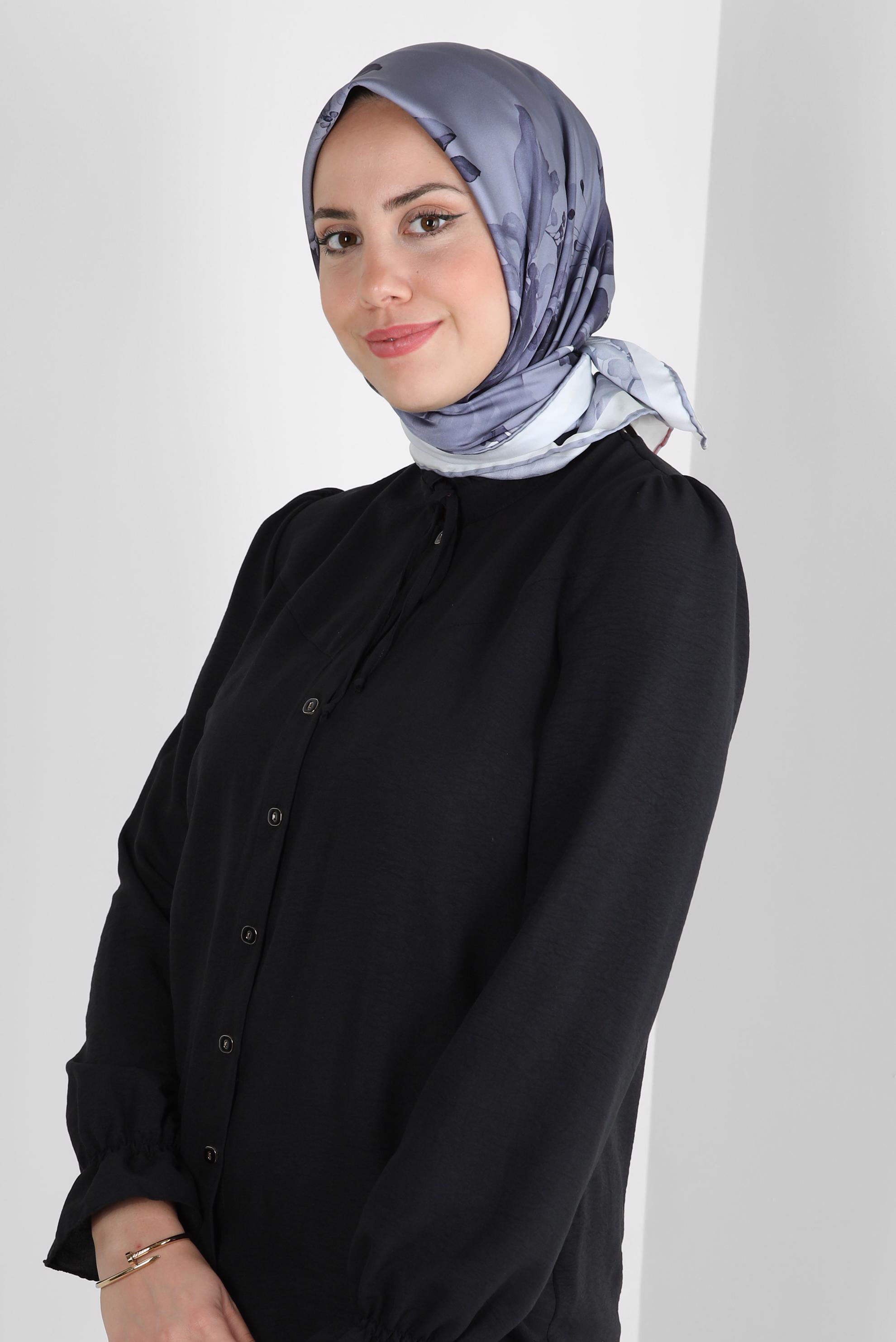 Tesettür giyim LACİVERT ALVİNA DESENLİ DİJİTAL EŞARP 8261