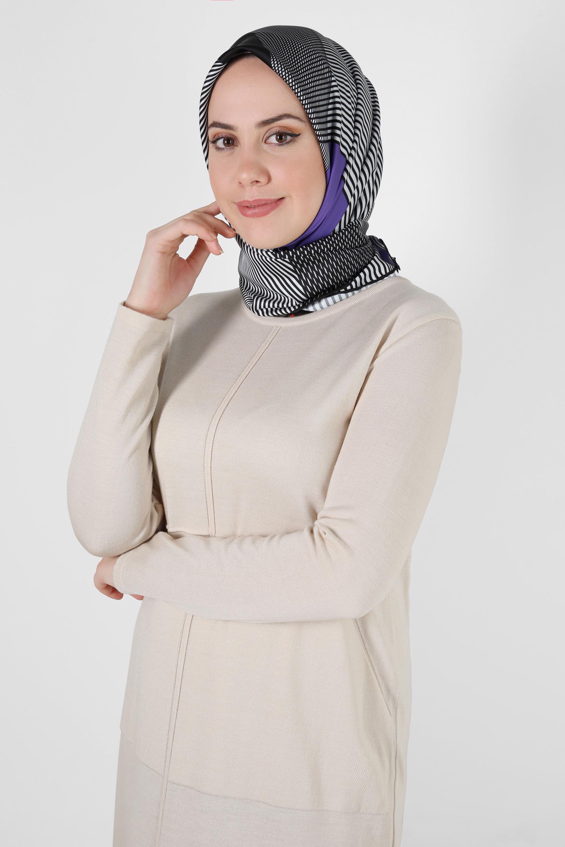 Tesettür giyim SİYAH ALVİNA DİJİTAL EŞARP 8262