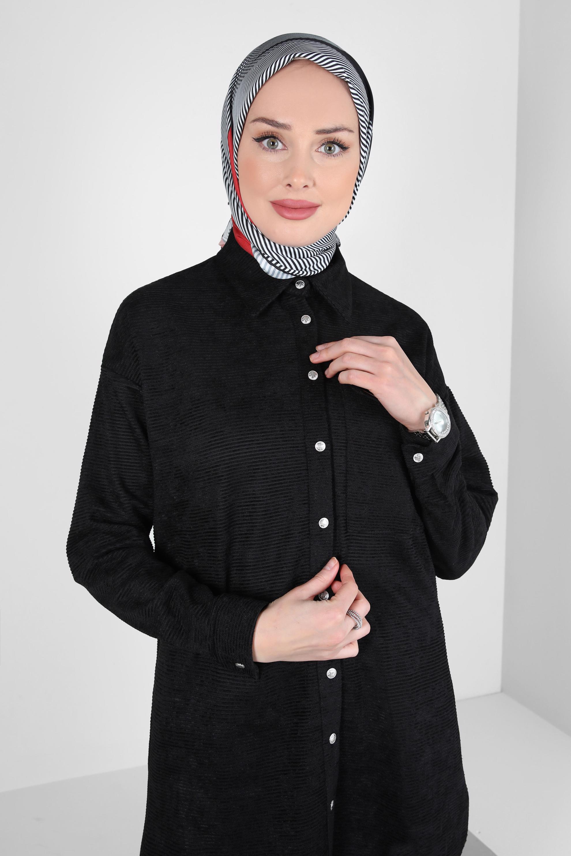 Tesettür giyim SİYAH ALVİNA DİJİTAL EŞARP 8262