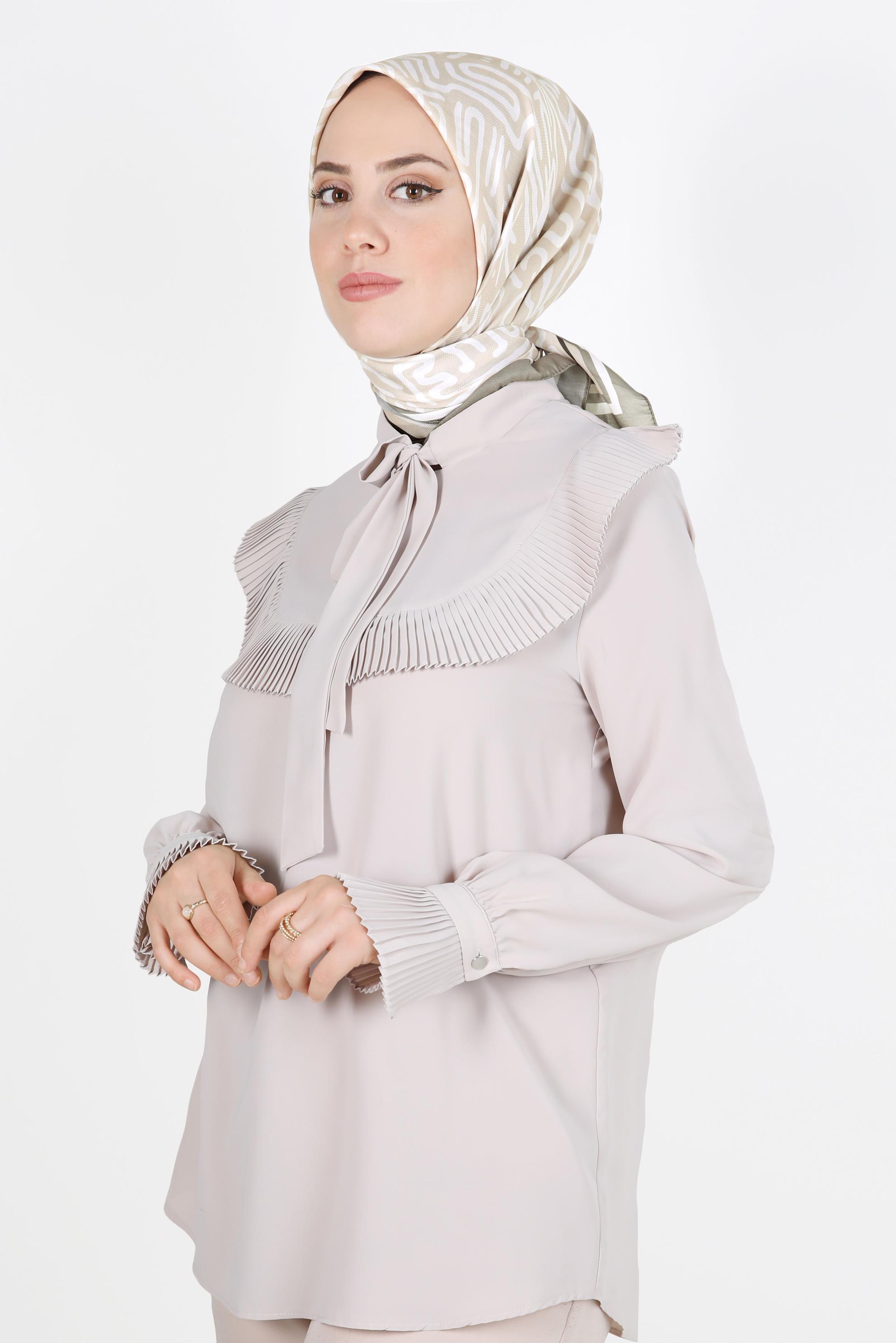 Tesettür giyim BEJ ALVİNA DESENLİ EŞARP 8263