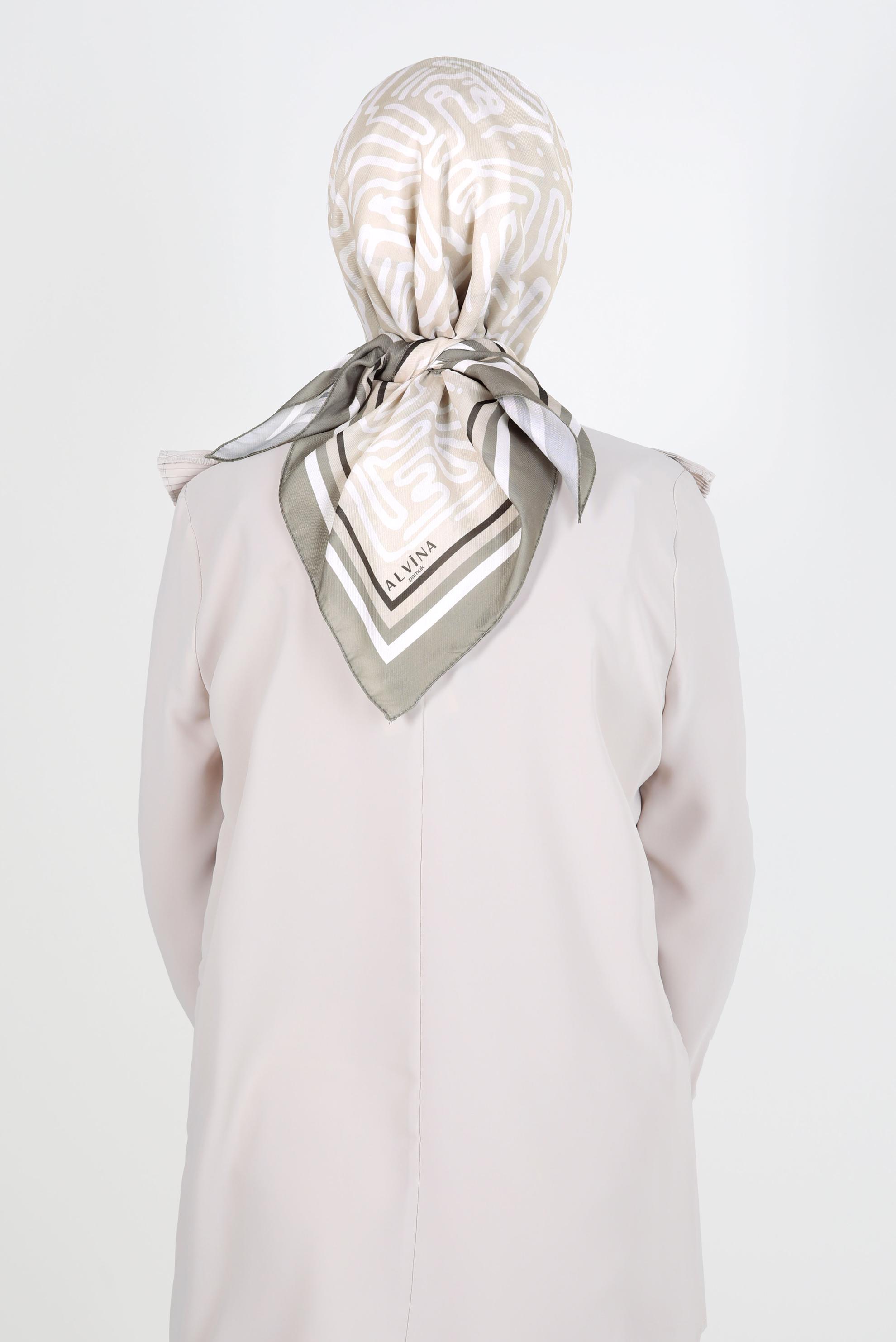 Tesettür giyim BEJ ALVİNA DESENLİ EŞARP 8263