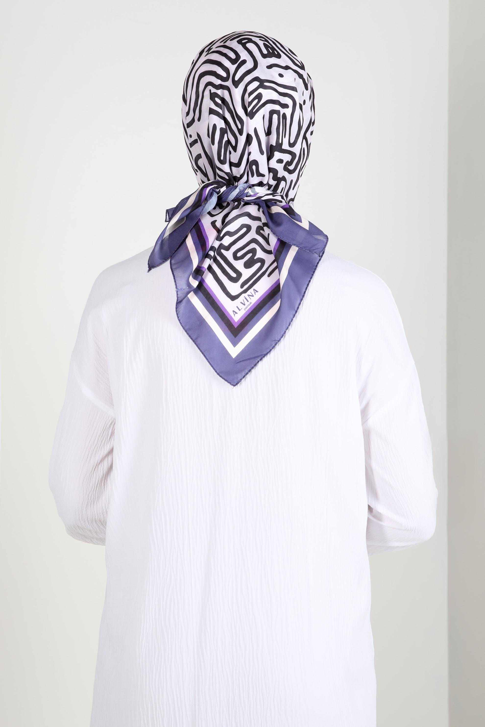 Tesettür giyim MOR ALVİNA DESENLİ EŞARP 8263