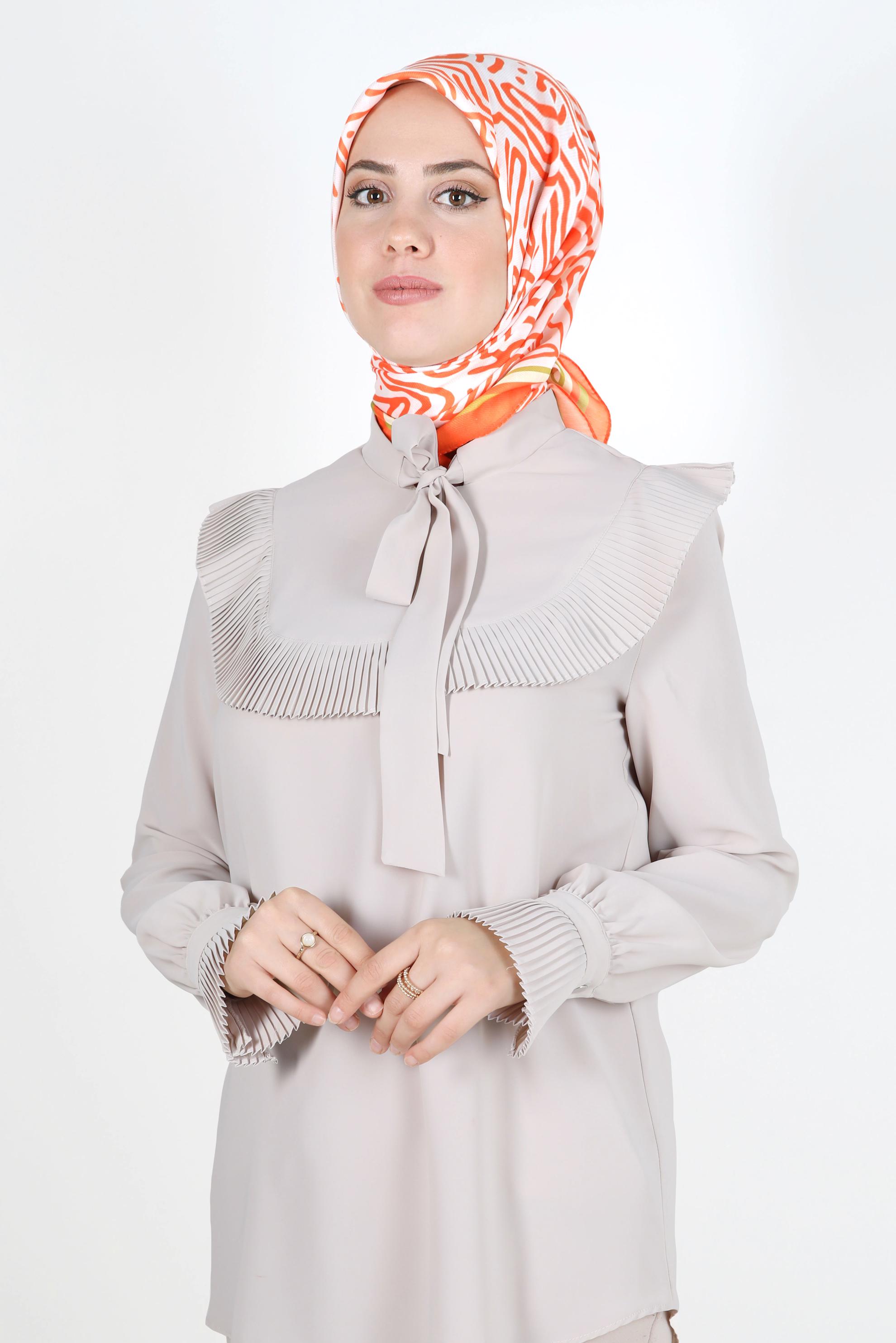 Tesettür giyim TURUNCU ALVİNA DESENLİ EŞARP 8263