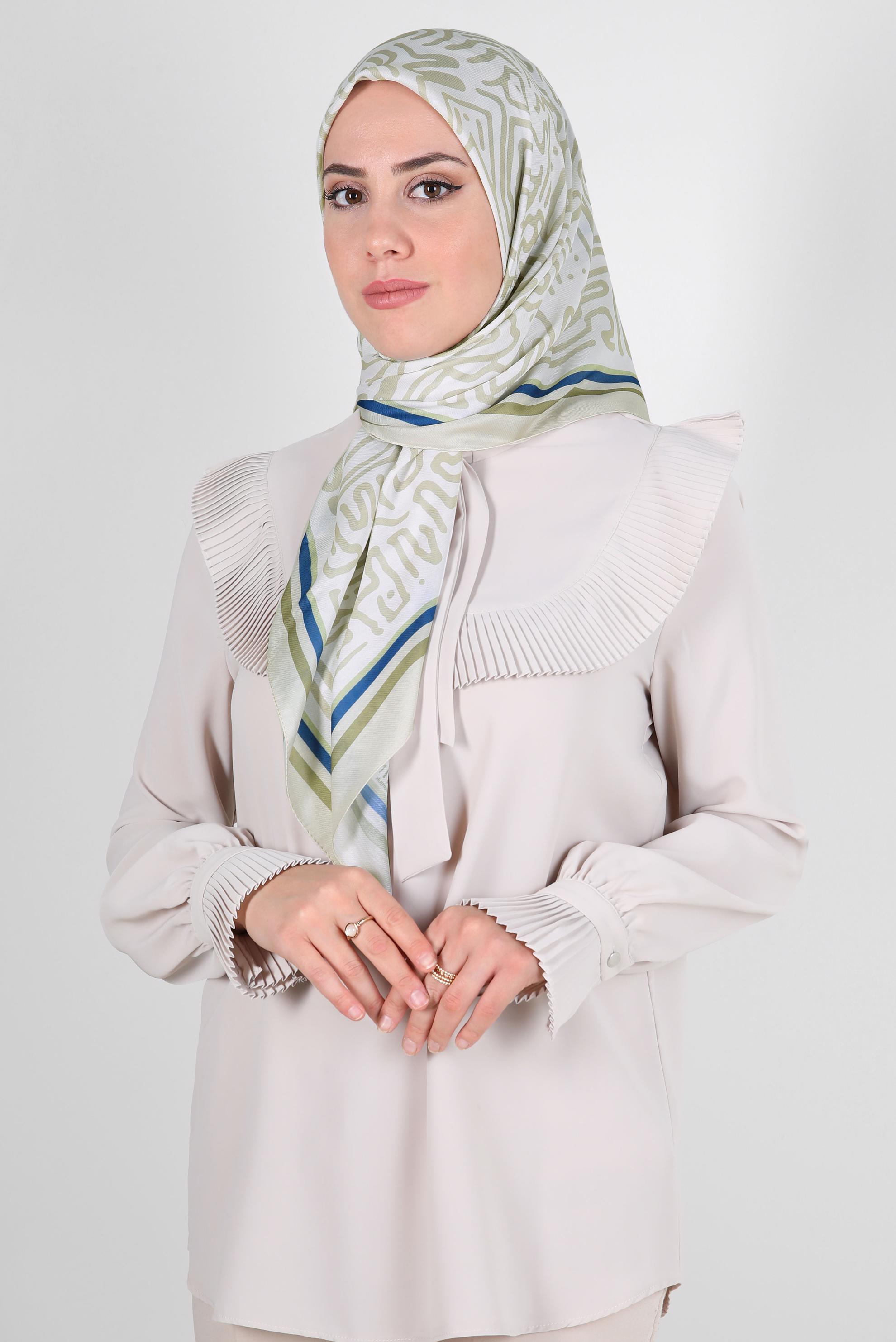 Tesettür giyim BEJ ALVİNA DESENLİ EŞARP 8263