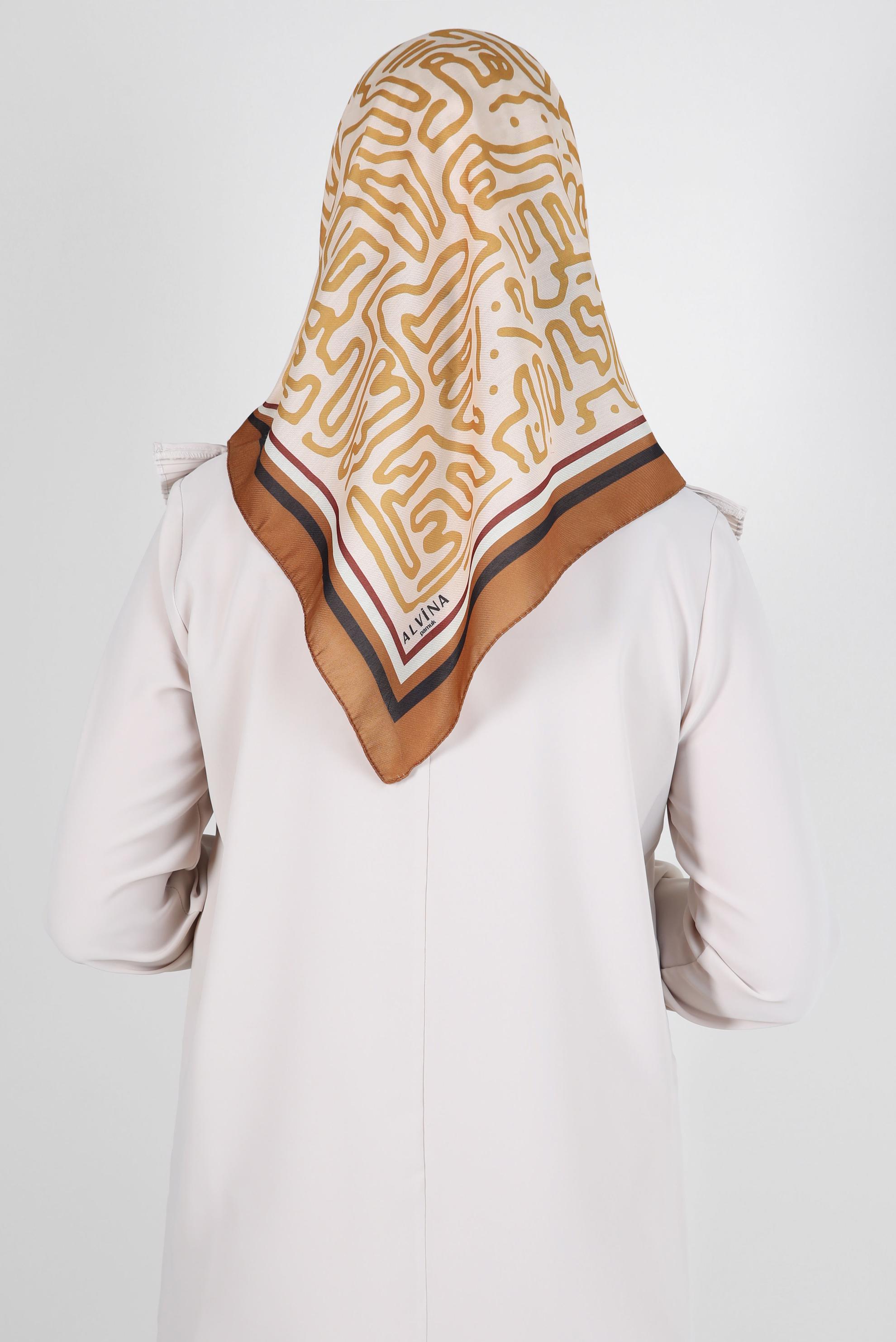 Tesettür giyim TABA ALVİNA DESENLİ EŞARP 8263