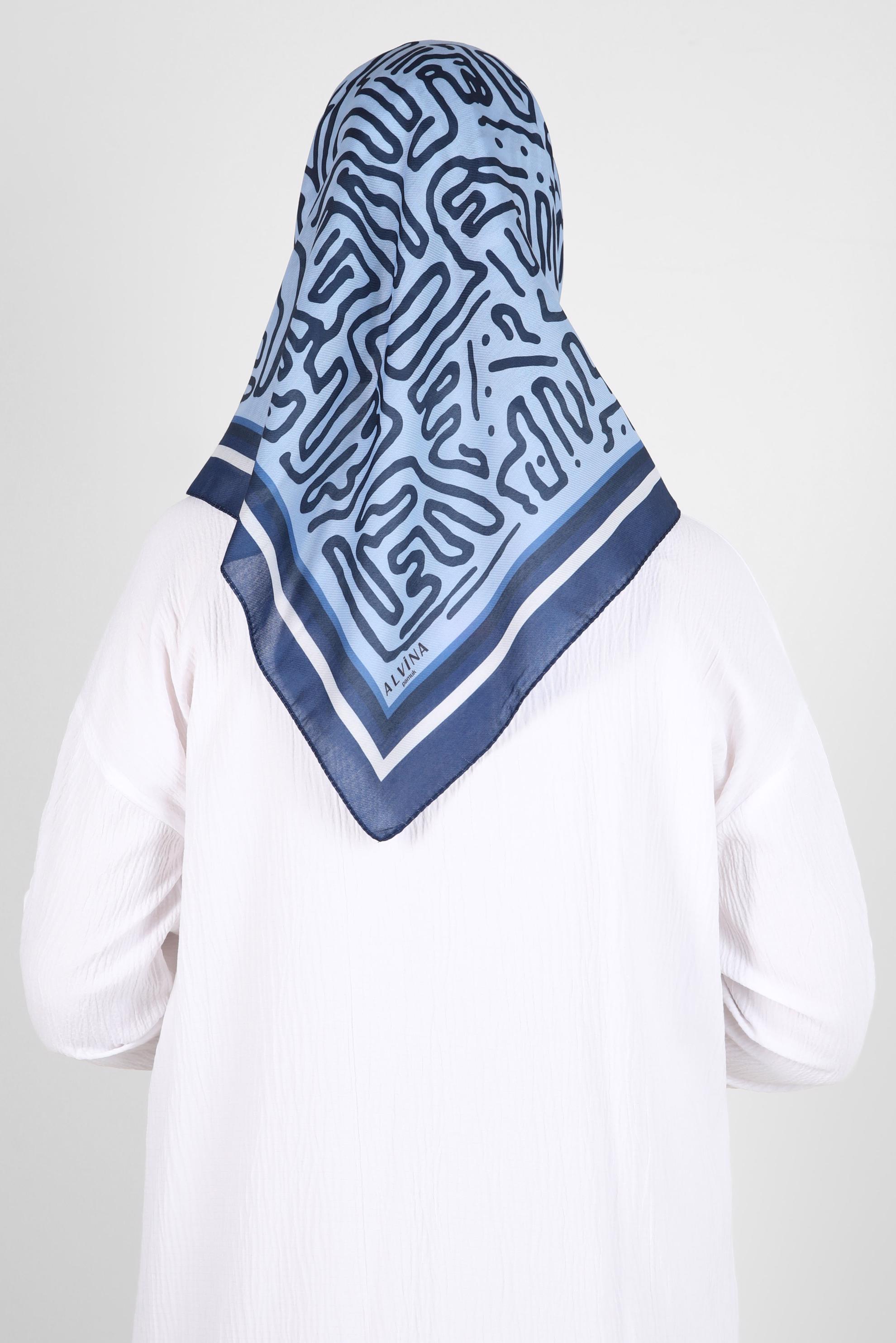 Tesettür giyim LACİVERT ALVİNA DESENLİ EŞARP 8263