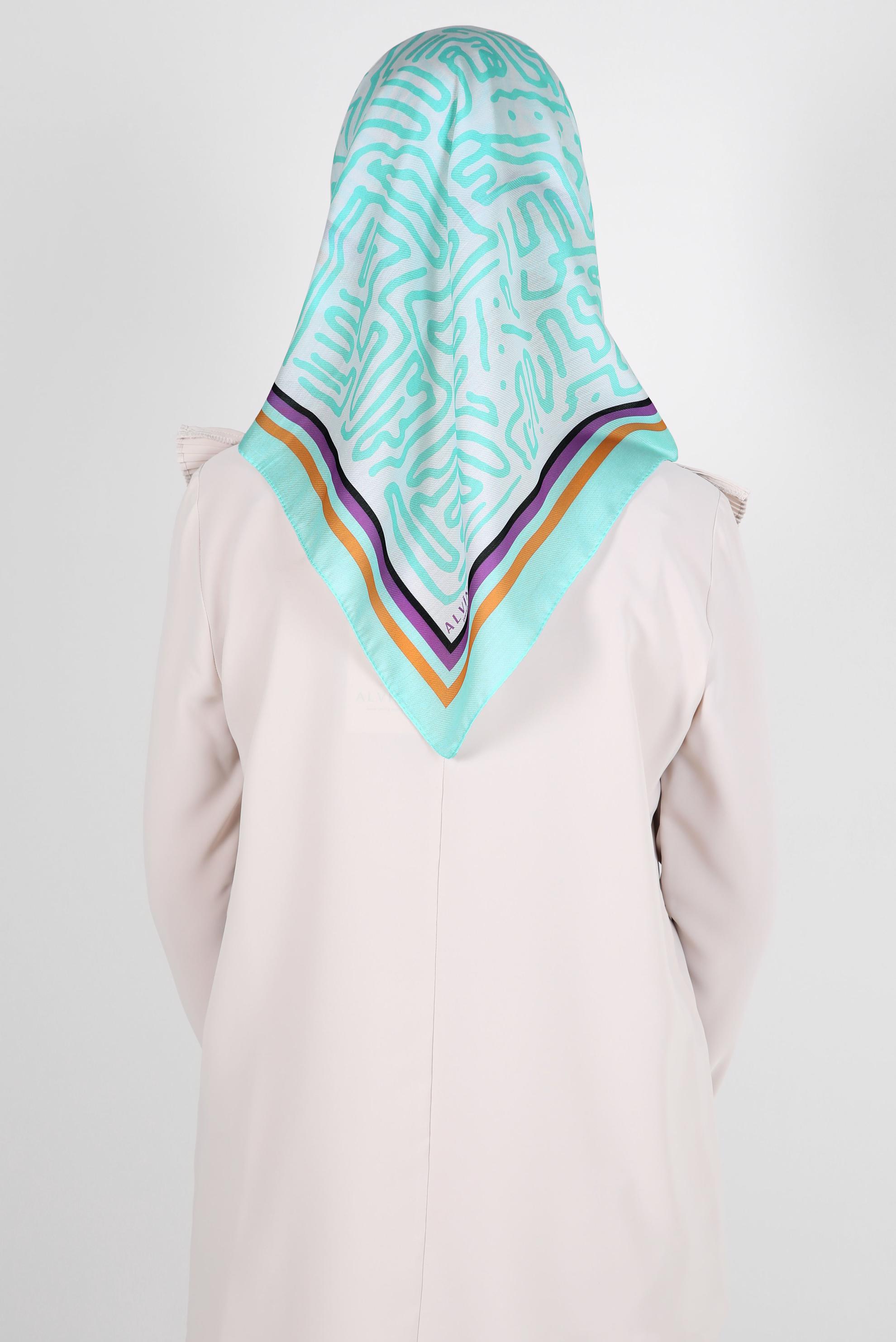 Tesettür giyim MAVİ ALVİNA DESENLİ EŞARP 8263