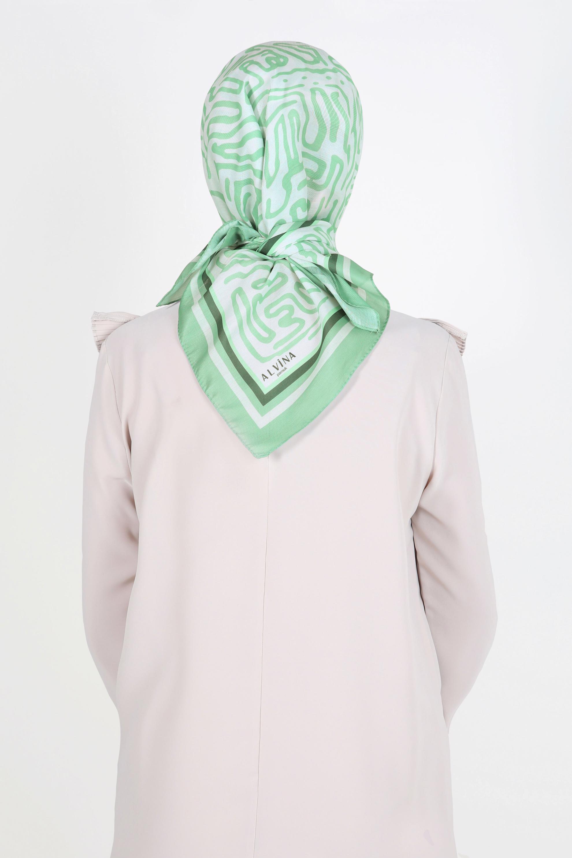 Tesettür giyim YEŞİL ALVİNA DESENLİ EŞARP 8263