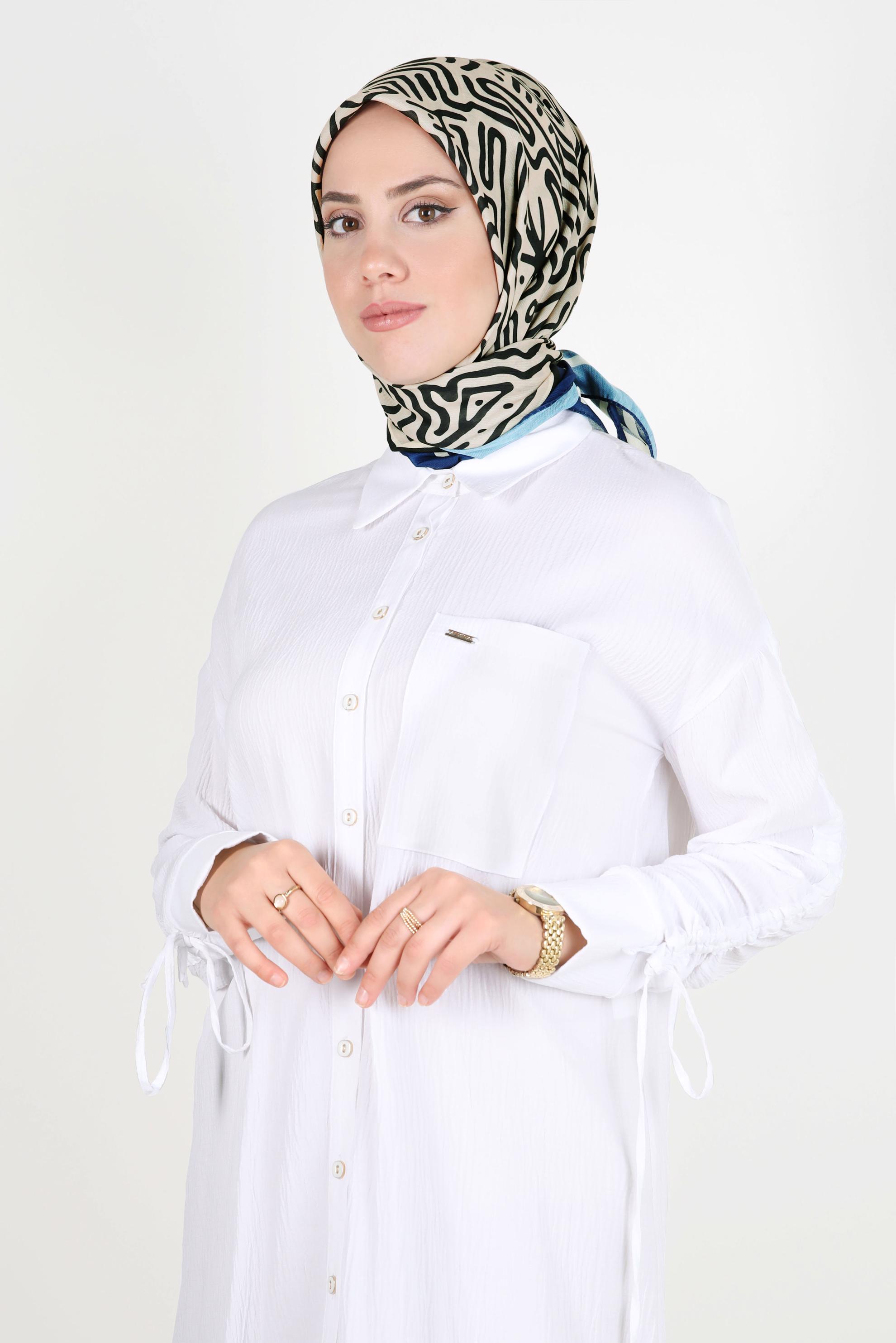Tesettür giyim LACİVERT ALVİNA DESENLİ EŞARP 8263