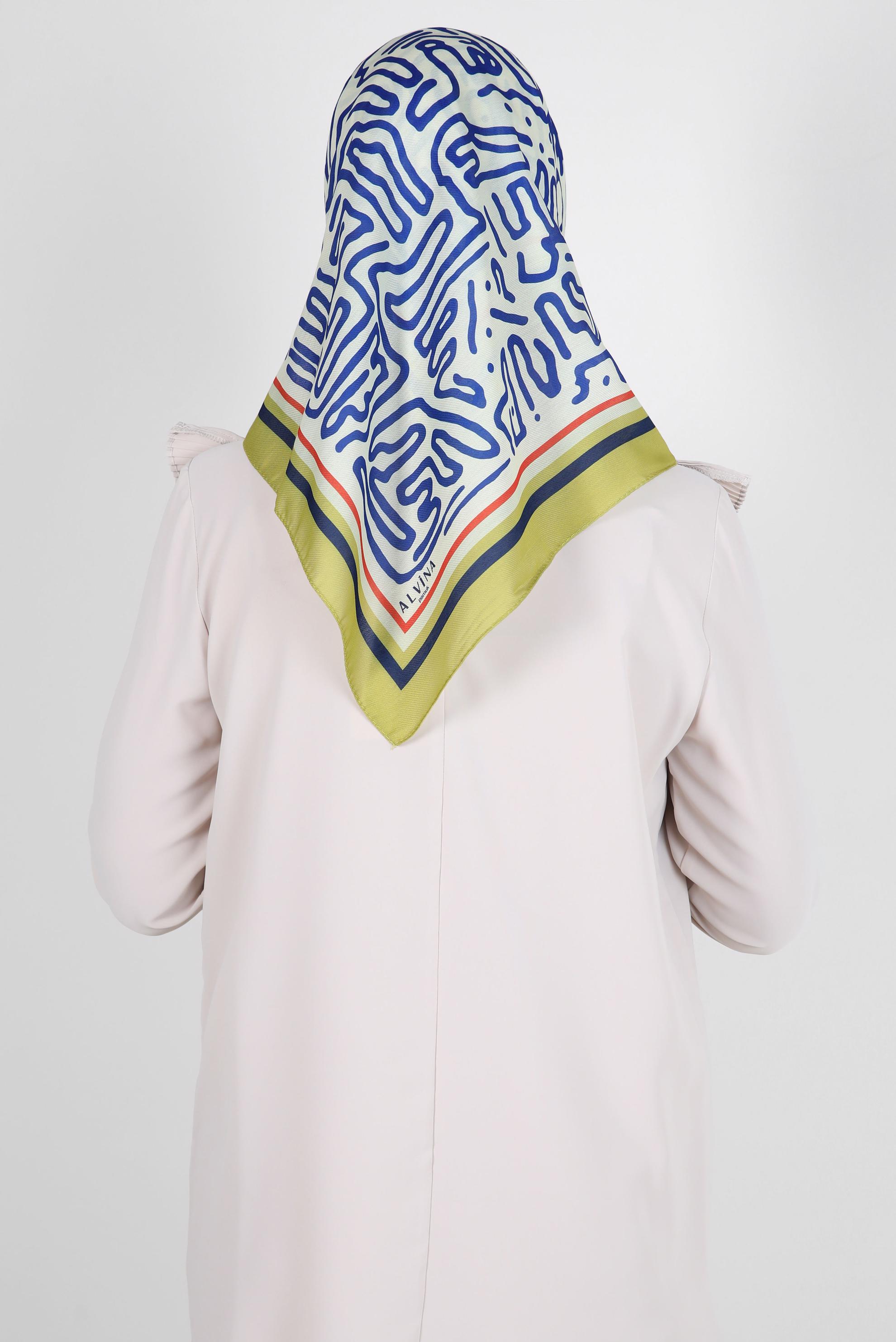 Tesettür giyim YEŞİL ALVİNA DESENLİ EŞARP 8263