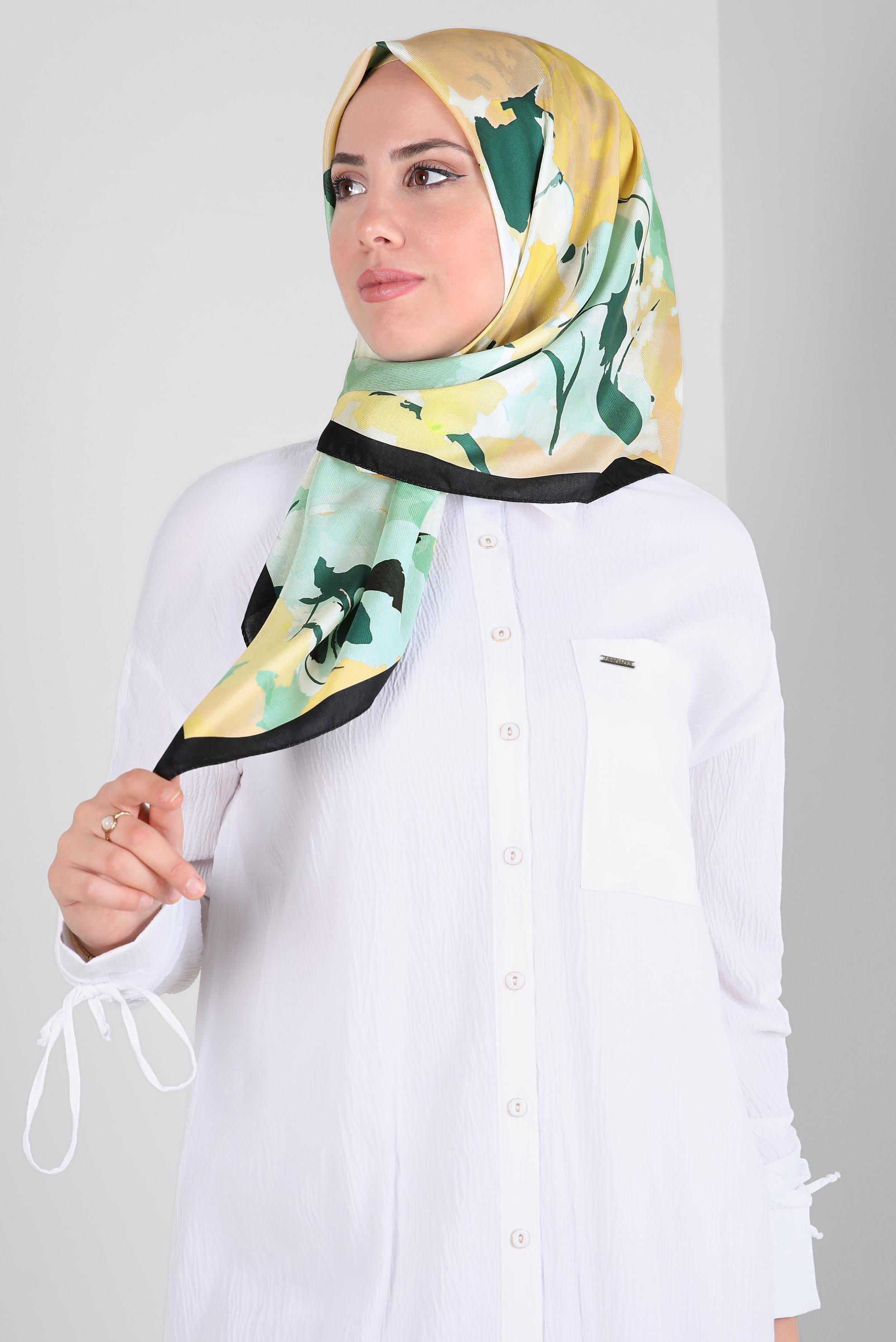 Tesettür giyim SİYAH ALVİNA DESENLİ EŞARP 8264