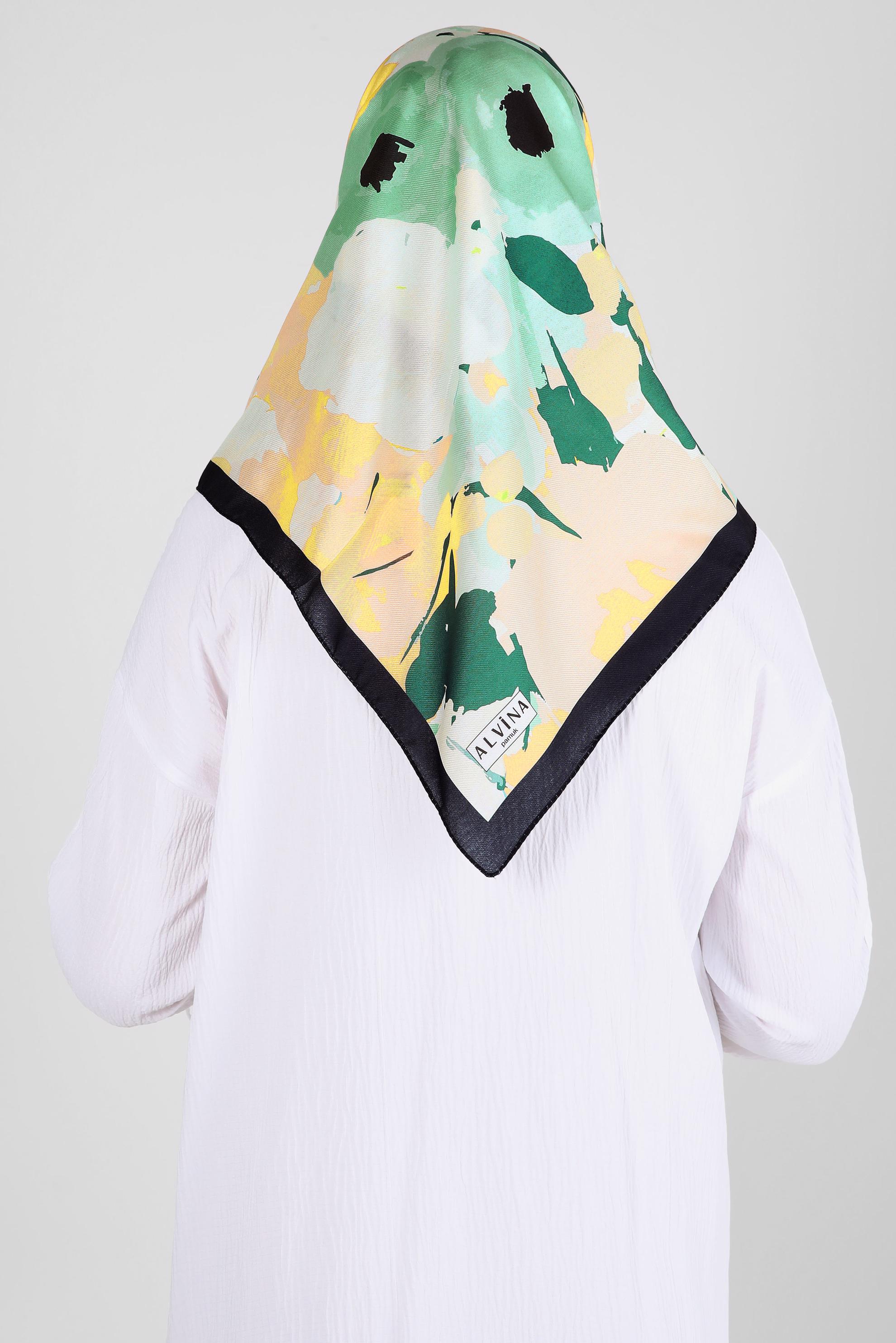 Tesettür giyim SİYAH ALVİNA DESENLİ EŞARP 8264