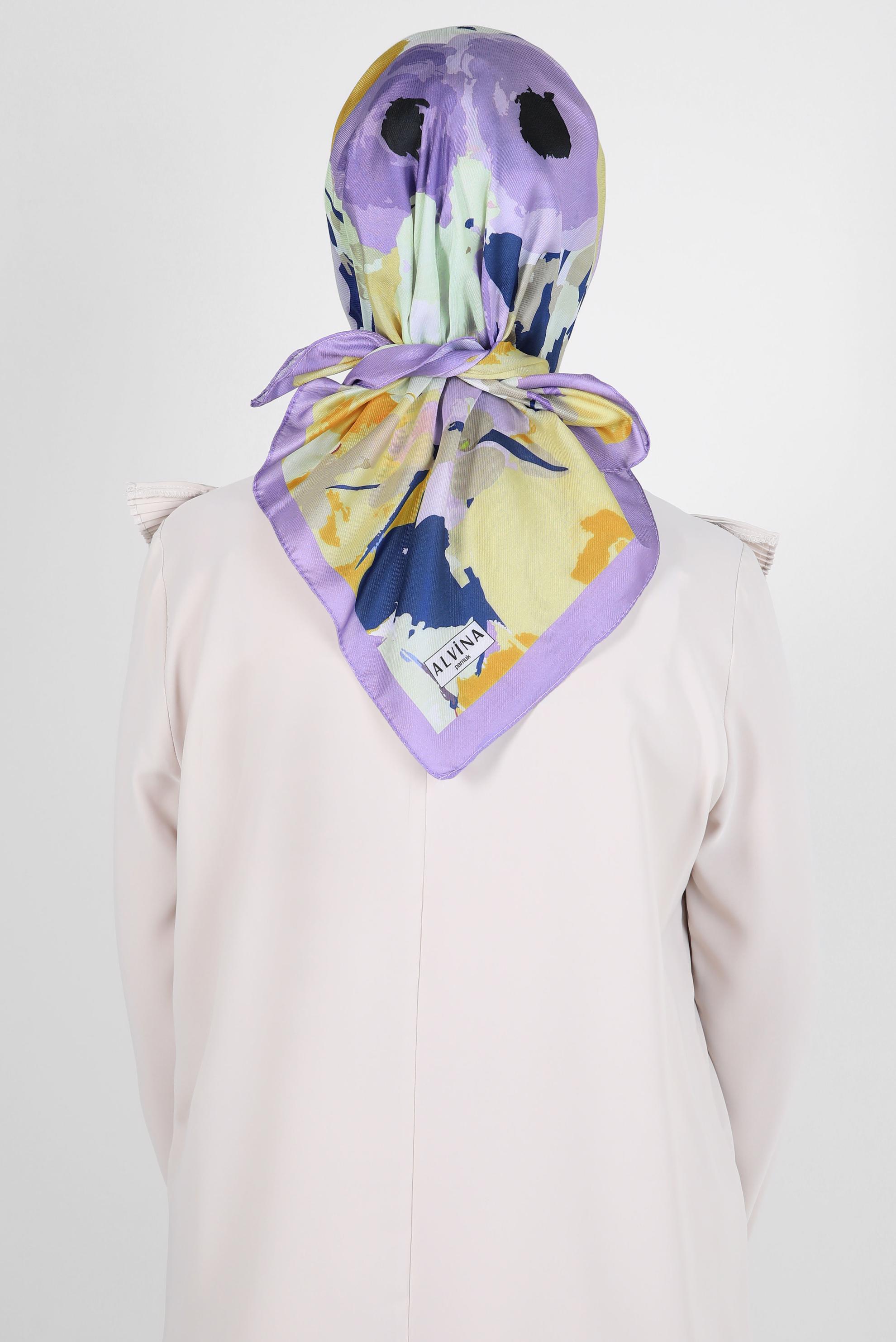 Tesettür giyim MOR ALVİNA DESENLİ EŞARP 8264