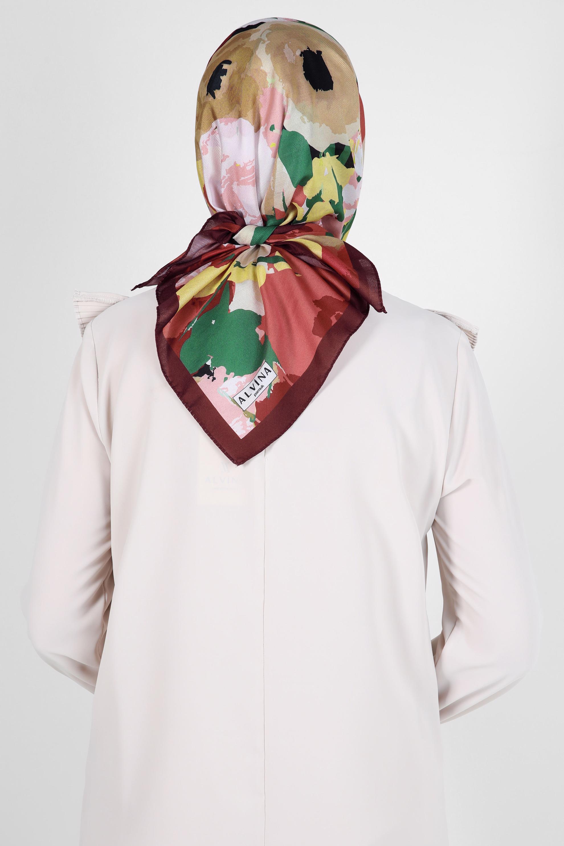 Tesettür giyim BORDO ALVİNA DESENLİ EŞARP 8264