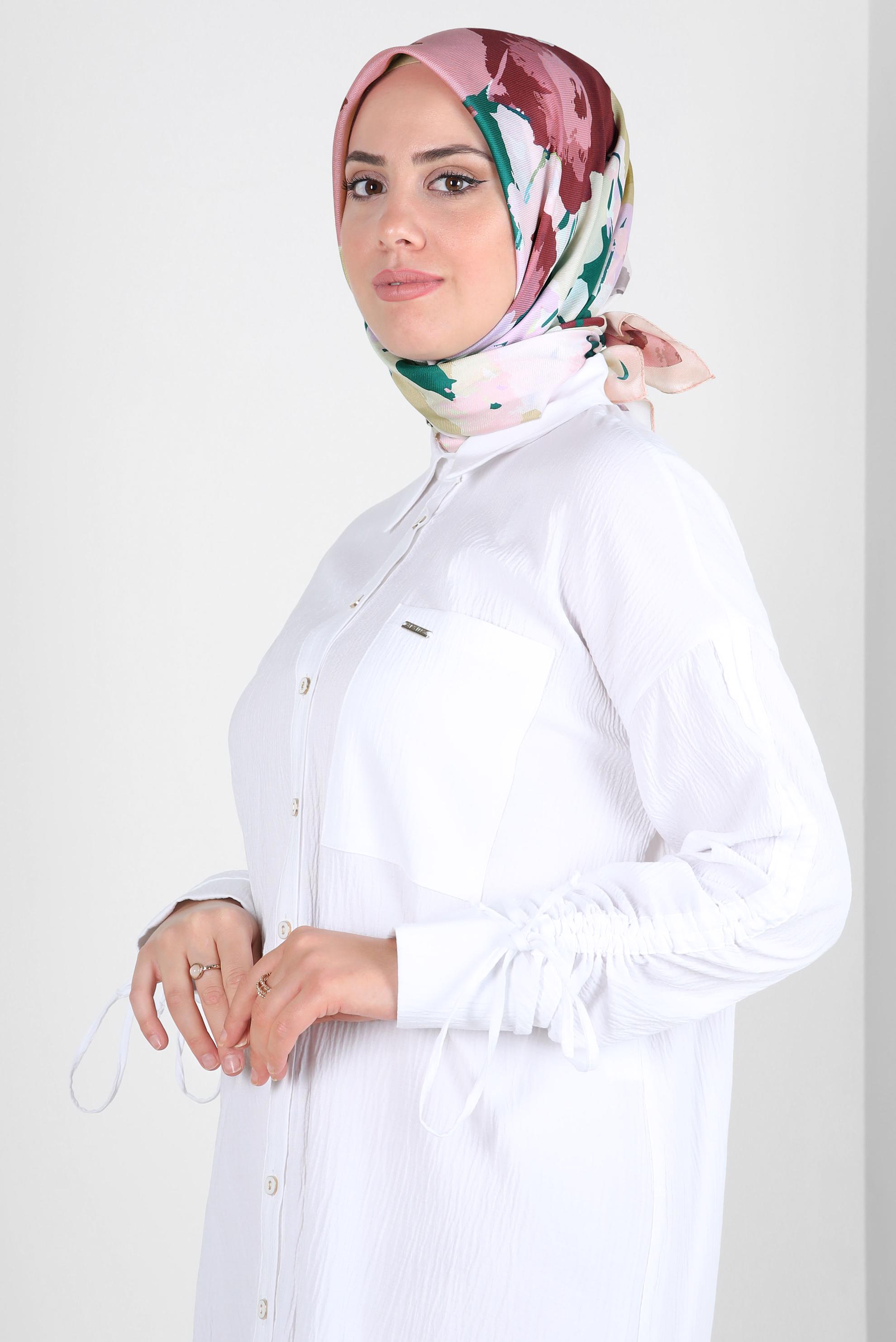 Tesettür giyim PUDRA ALVİNA DESENLİ EŞARP 8264