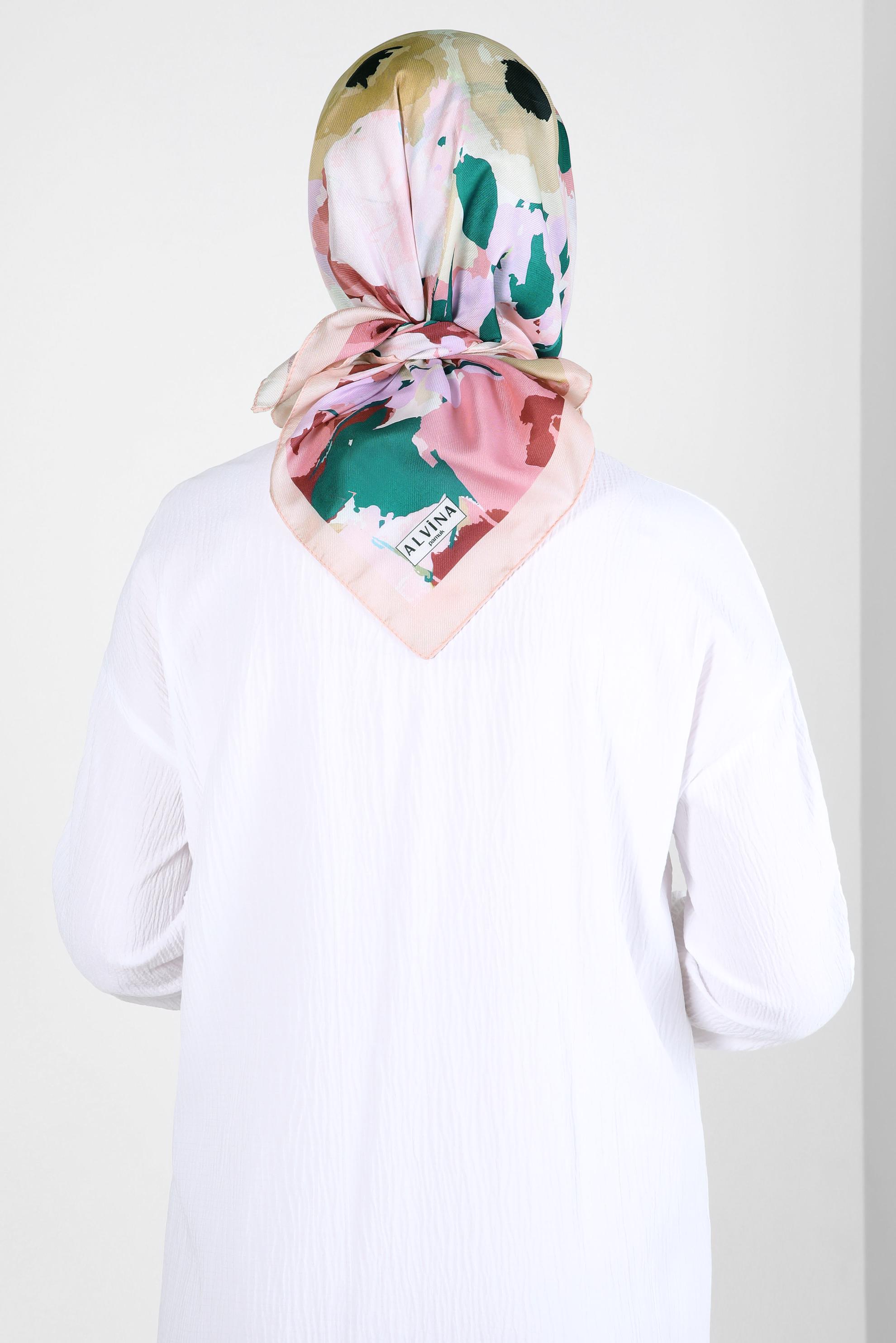 Tesettür giyim PUDRA ALVİNA DESENLİ EŞARP 8264