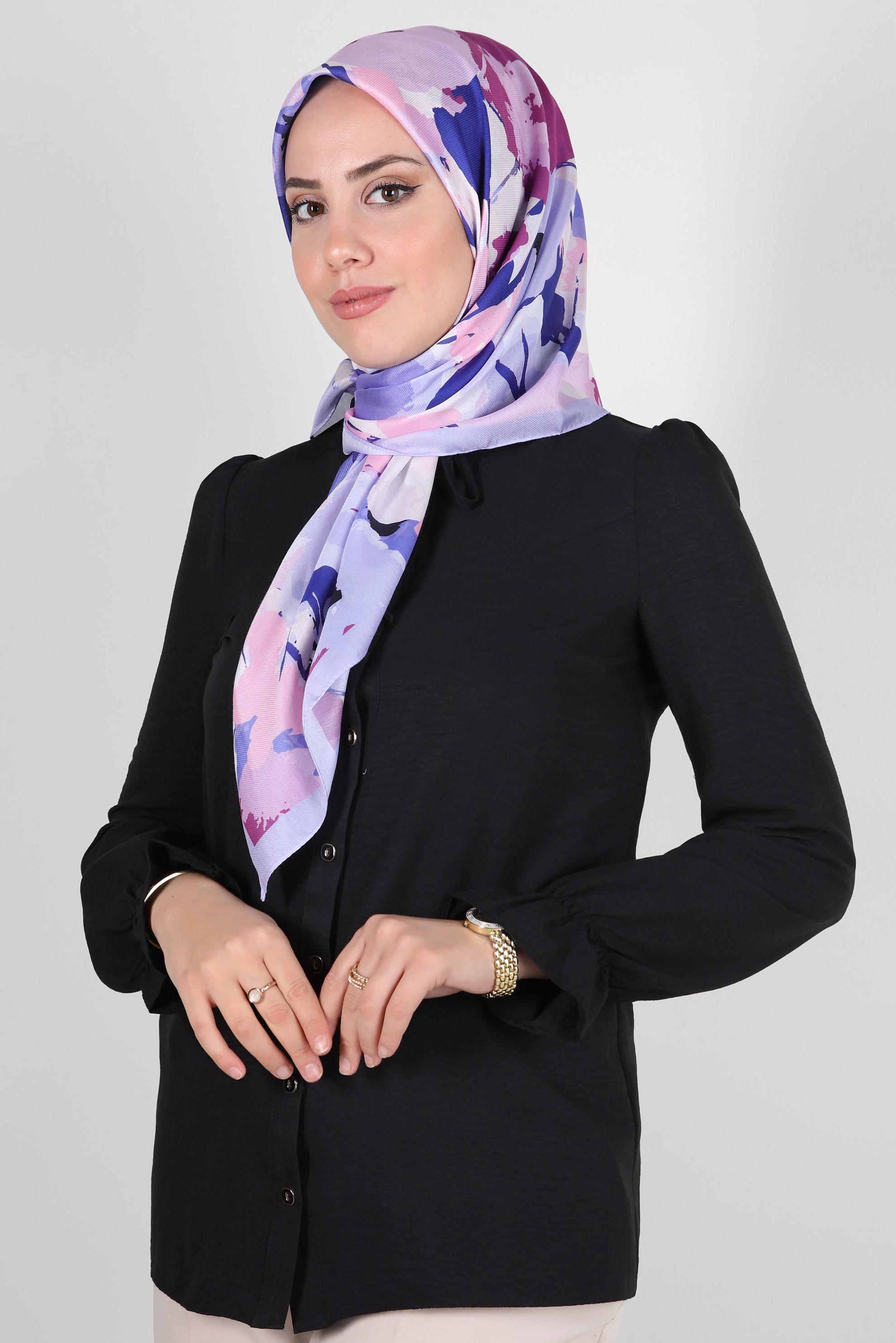 Tesettür giyim MOR ALVİNA DESENLİ EŞARP 8264