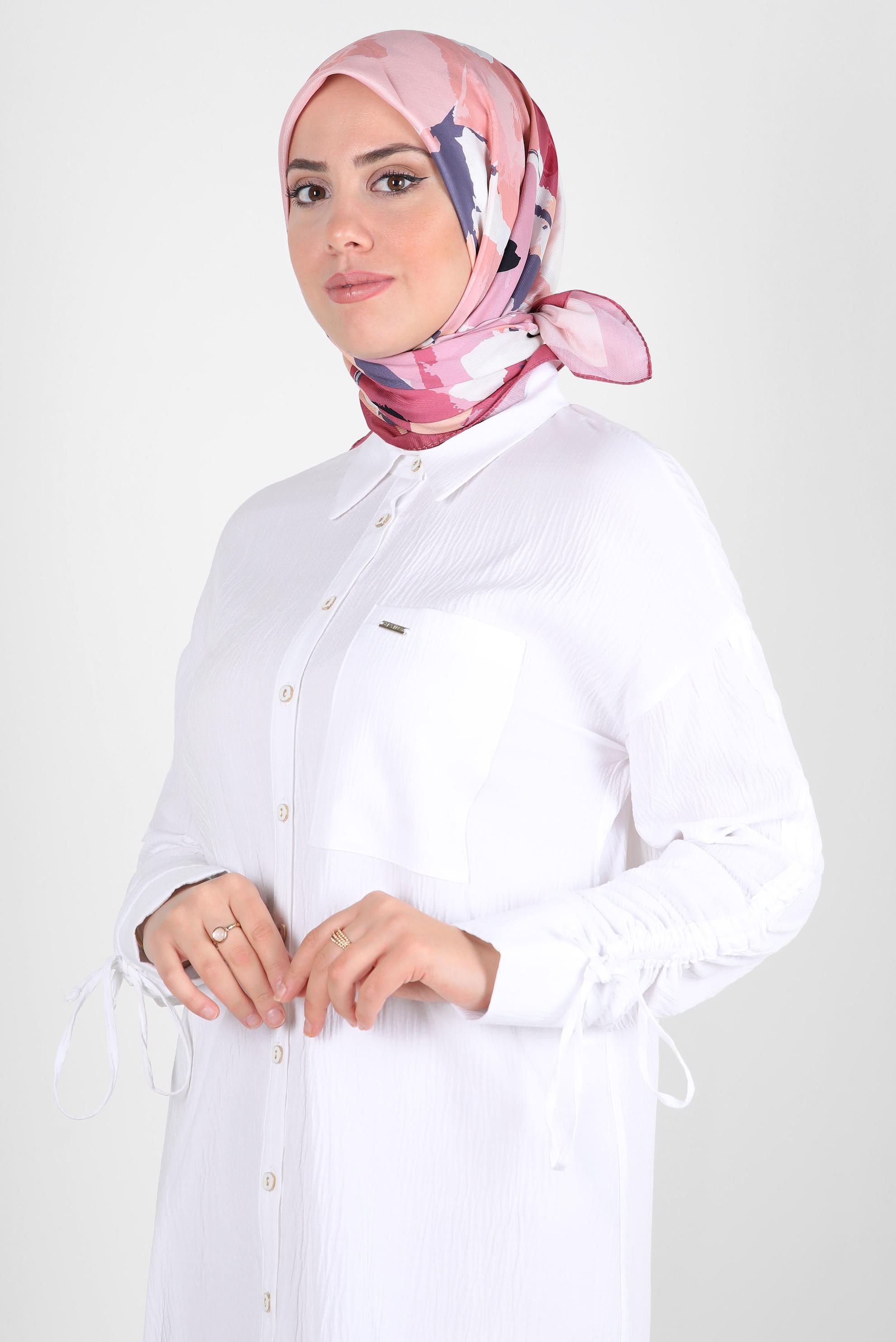 Tesettür giyim PEMBE ALVİNA DESENLİ EŞARP 8264