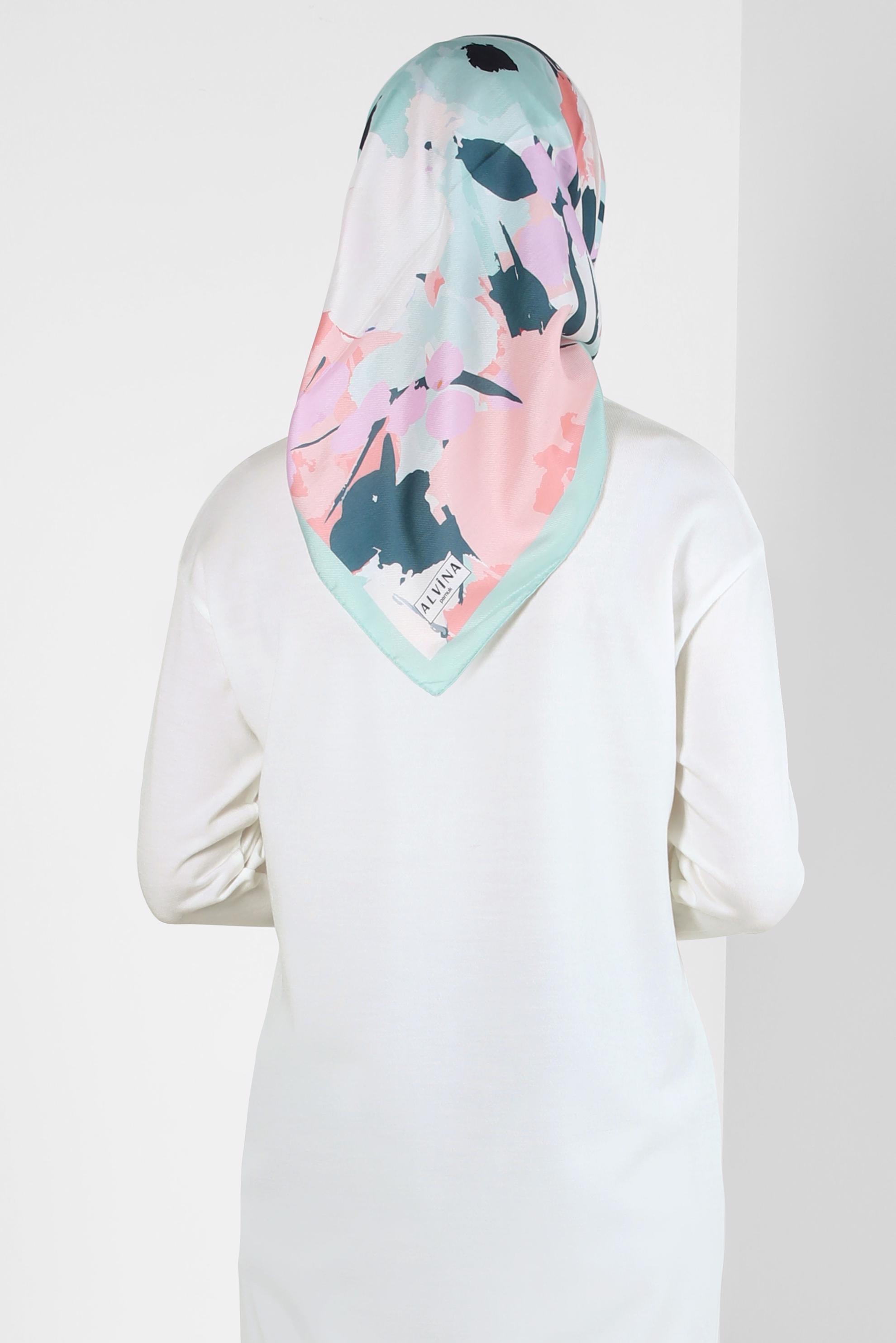 Tesettür giyim YEŞİL ALVİNA DESENLİ EŞARP 8264