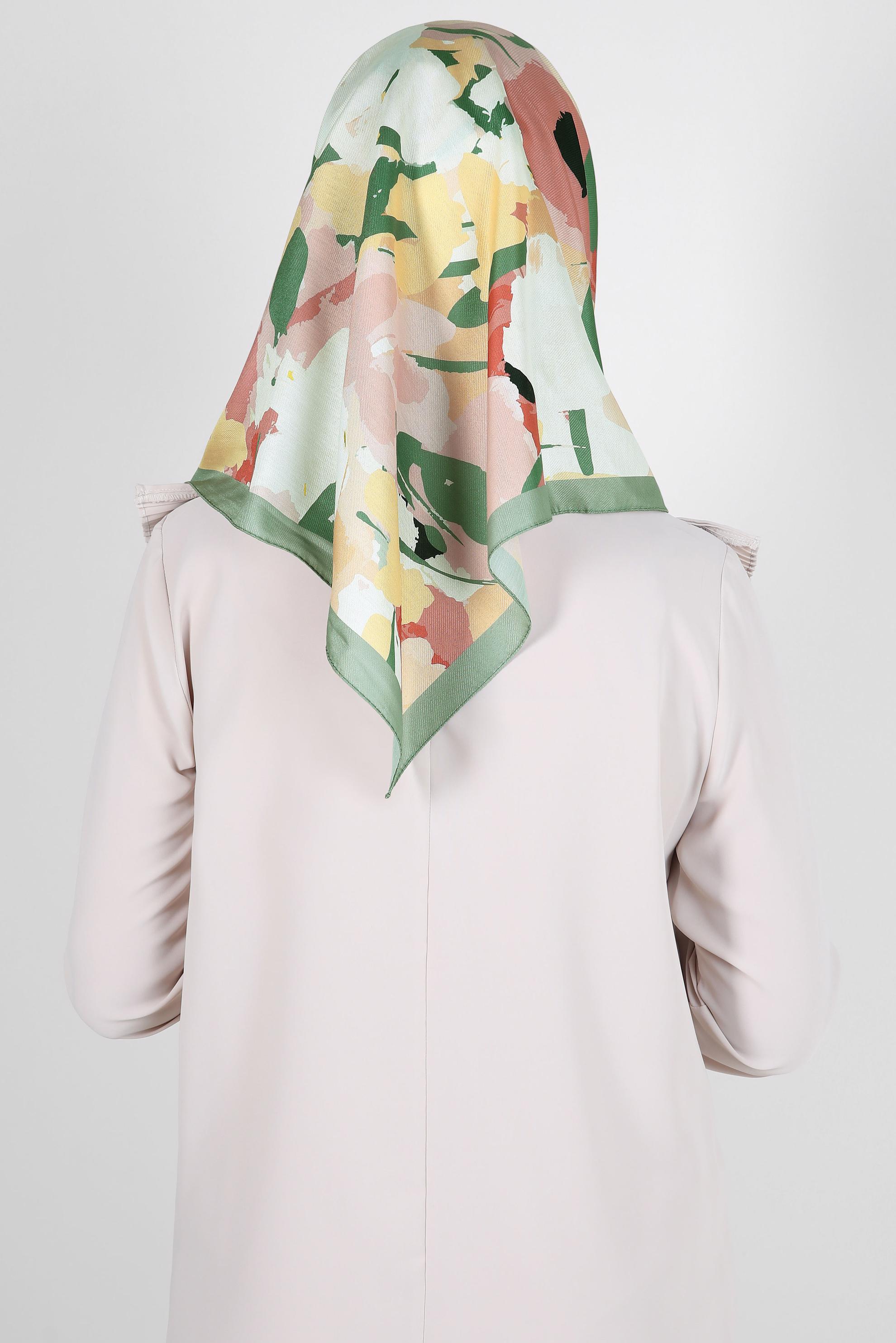 Tesettür giyim YEŞİL ALVİNA DESENLİ EŞARP 8264