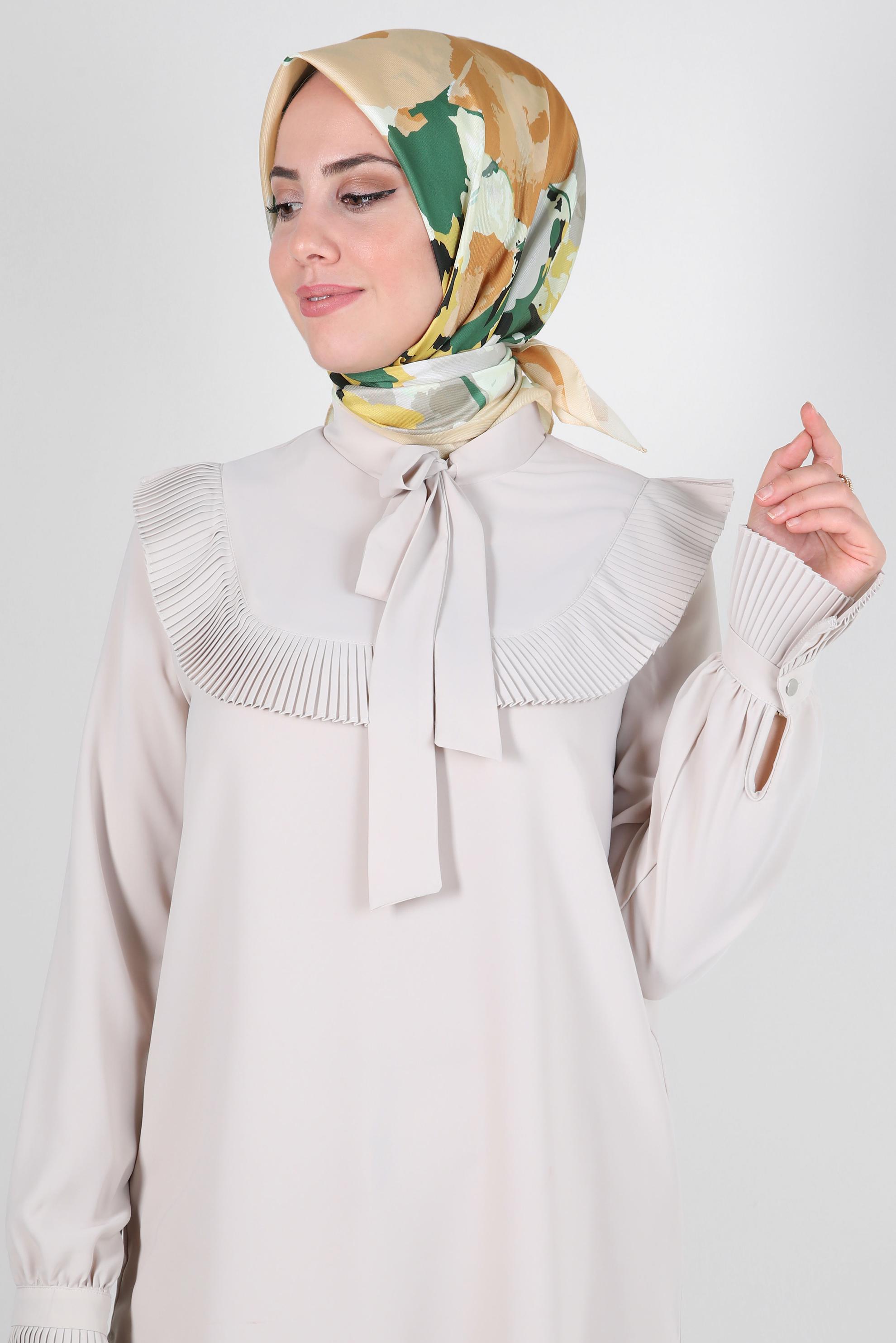 Tesettür giyim EKRU ALVİNA DESENLİ EŞARP 8264