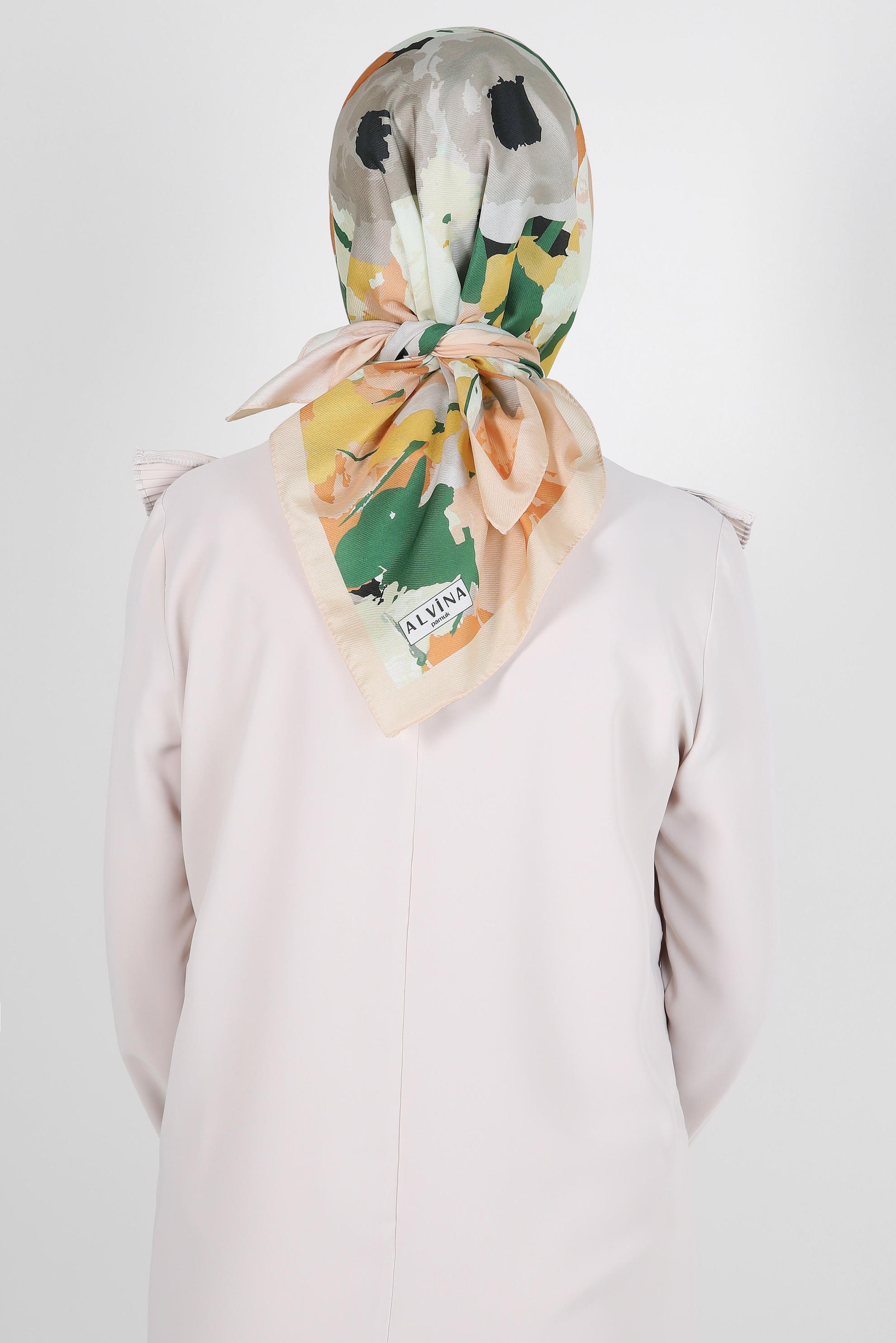 Tesettür giyim EKRU ALVİNA DESENLİ EŞARP 8264