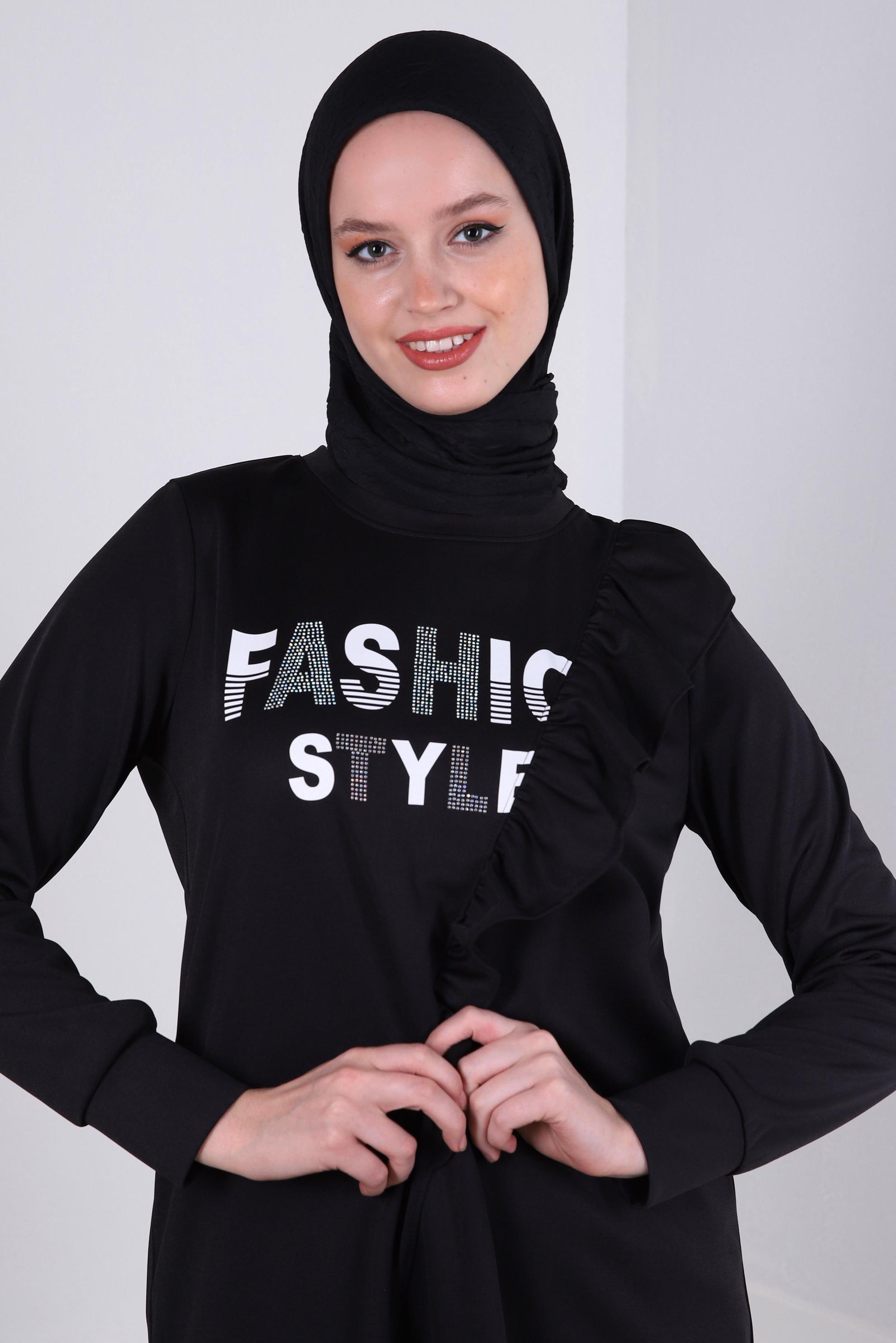 Tesettür giyim SİYAH ALVİNA KRAŞ EŞARP 8233