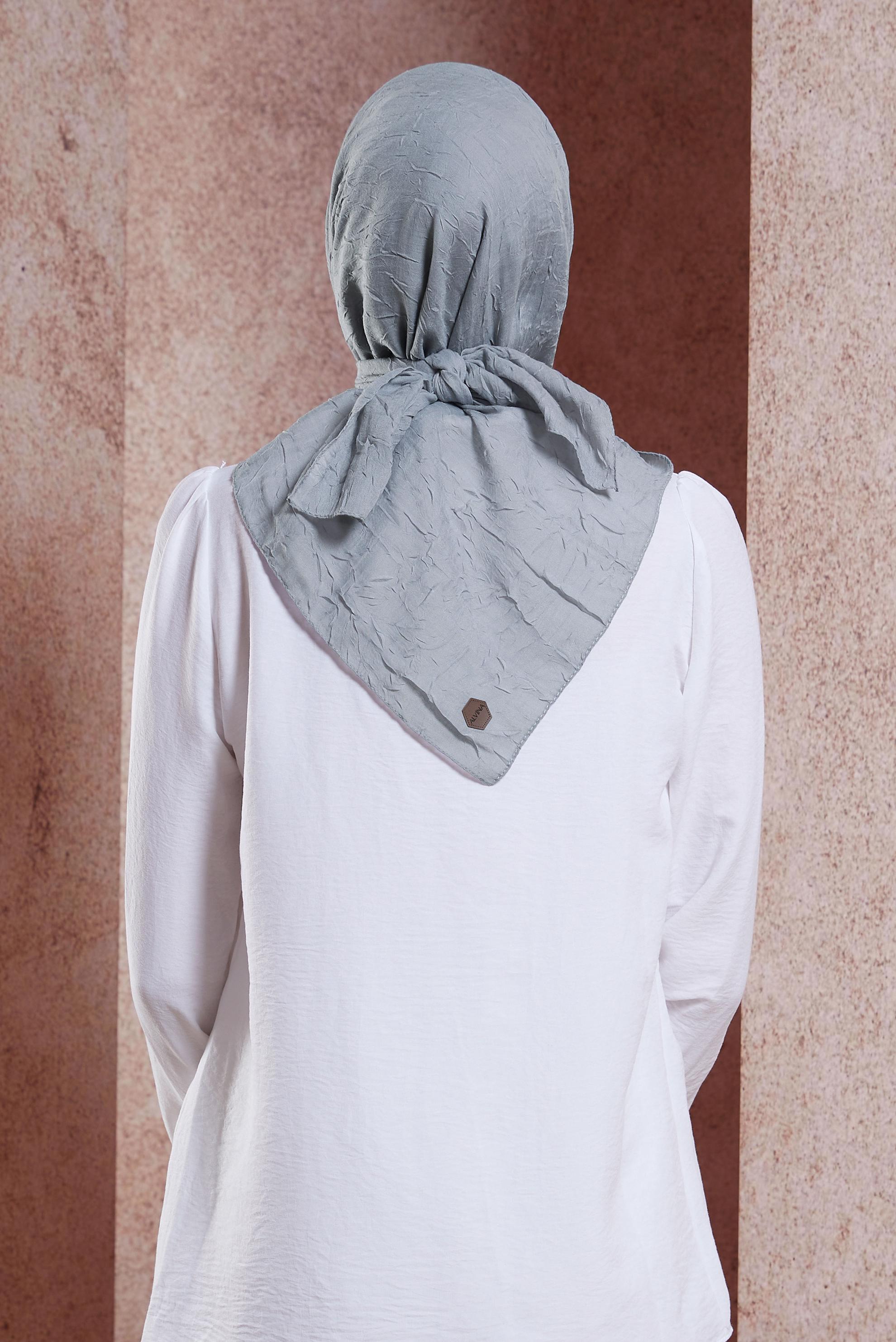 Tesettür giyim GRİ ALVİNA KRAŞ EŞARP 8233