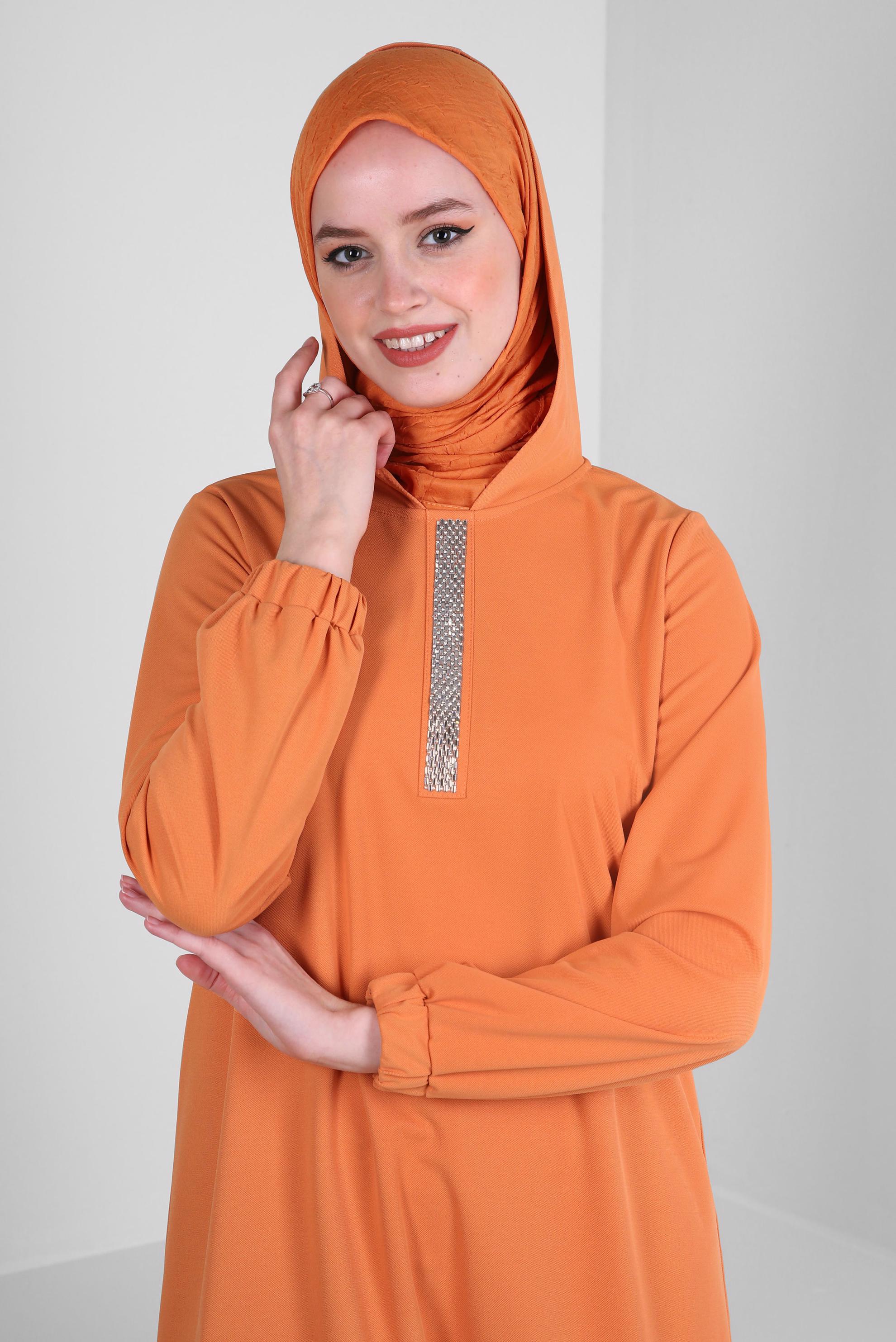 Tesettür giyim TURUNCU ALVİNA KRAŞ EŞARP 8233