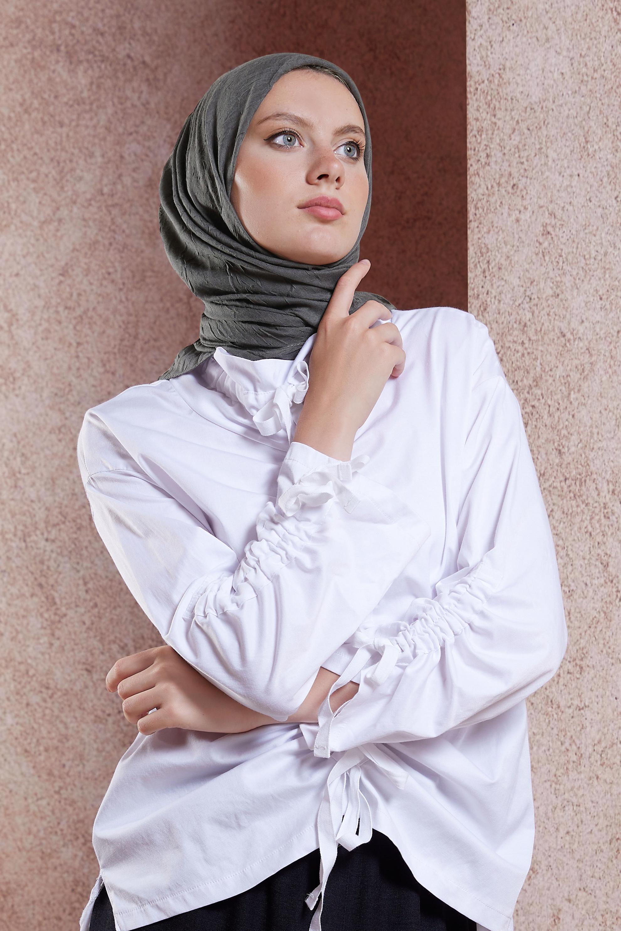 Tesettür giyim GRİ ALVİNA KRAŞ EŞARP 8233