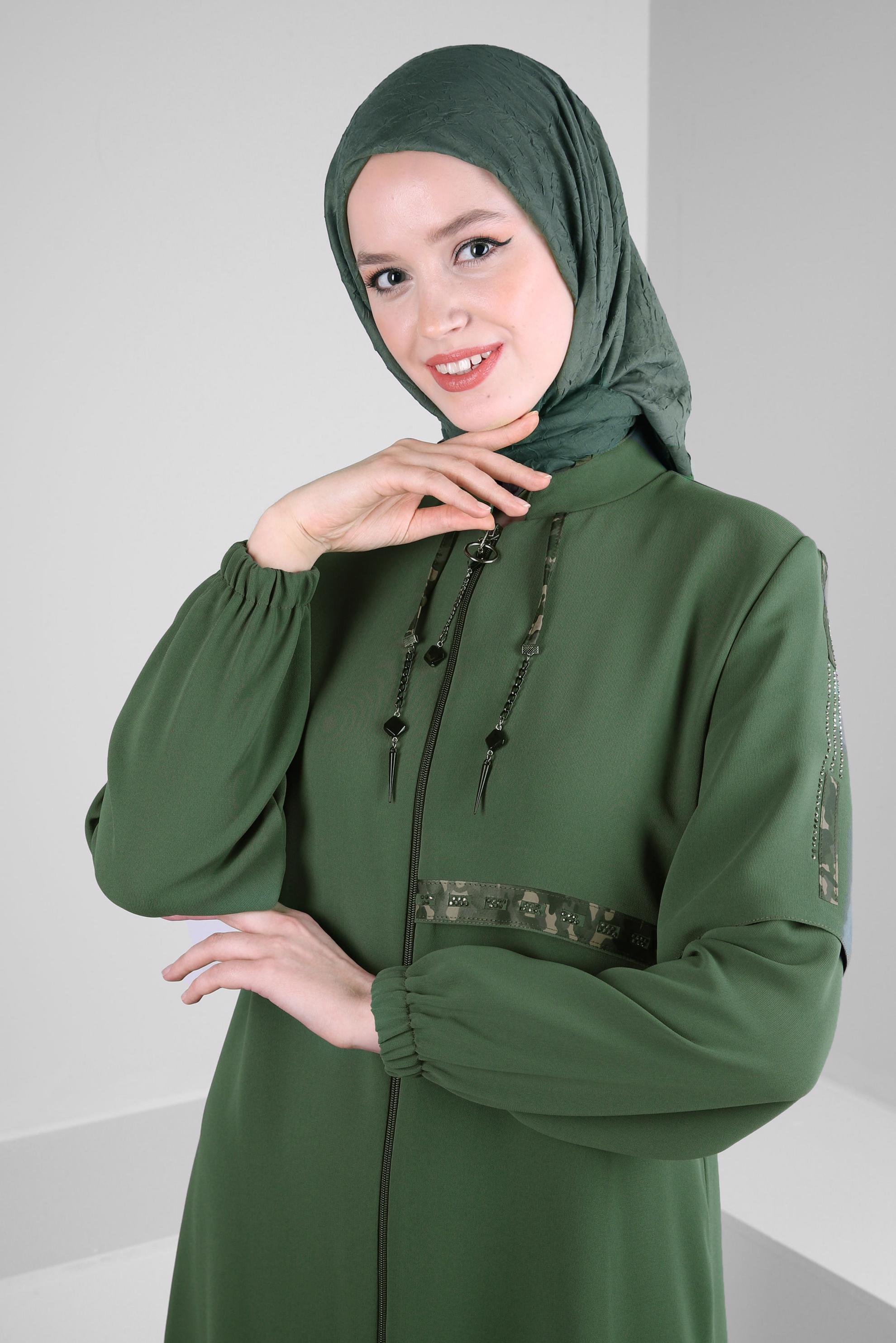 Tesettür giyim YEŞİL ALVİNA KRAŞ EŞARP 8233