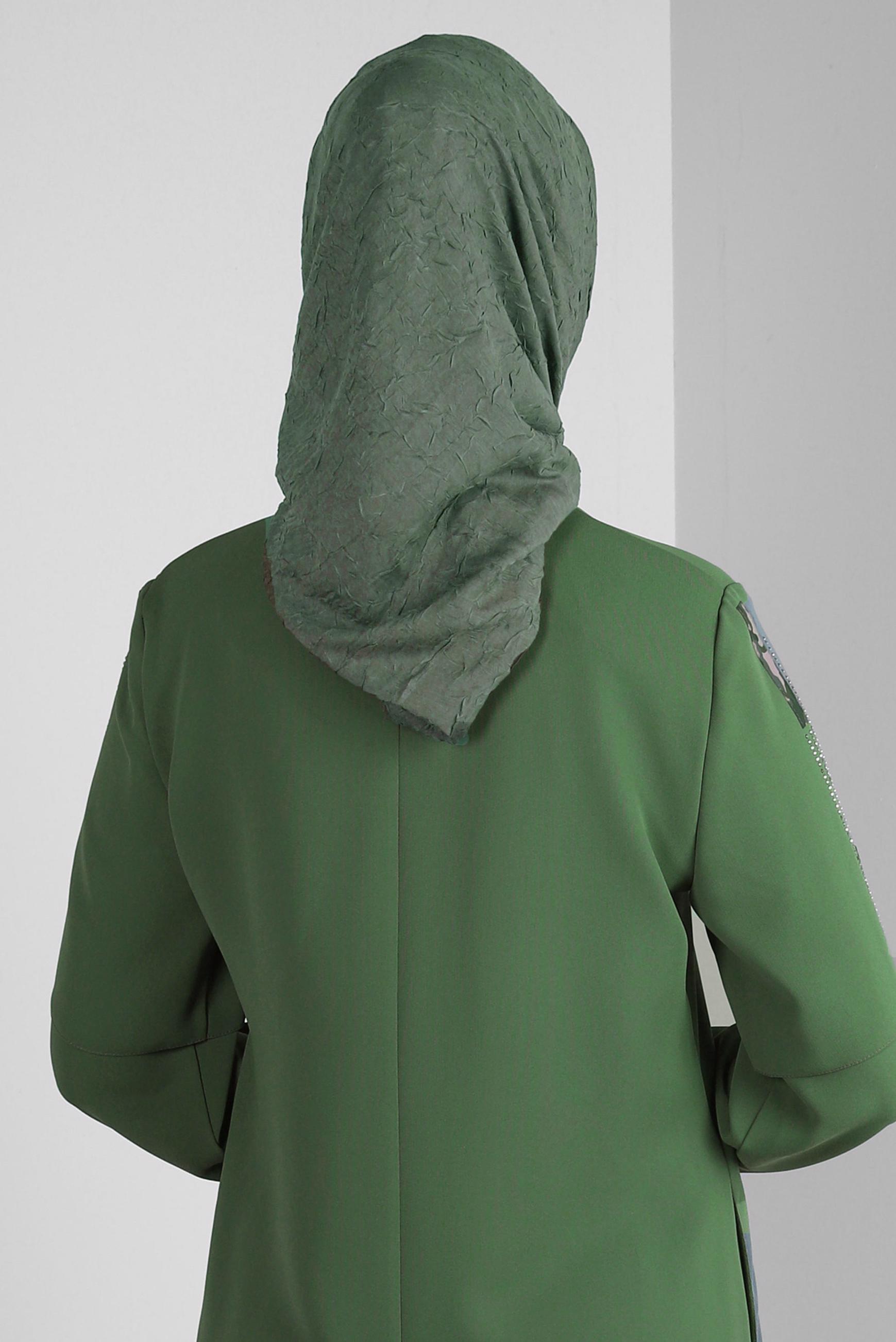 Tesettür giyim YEŞİL ALVİNA KRAŞ EŞARP 8233
