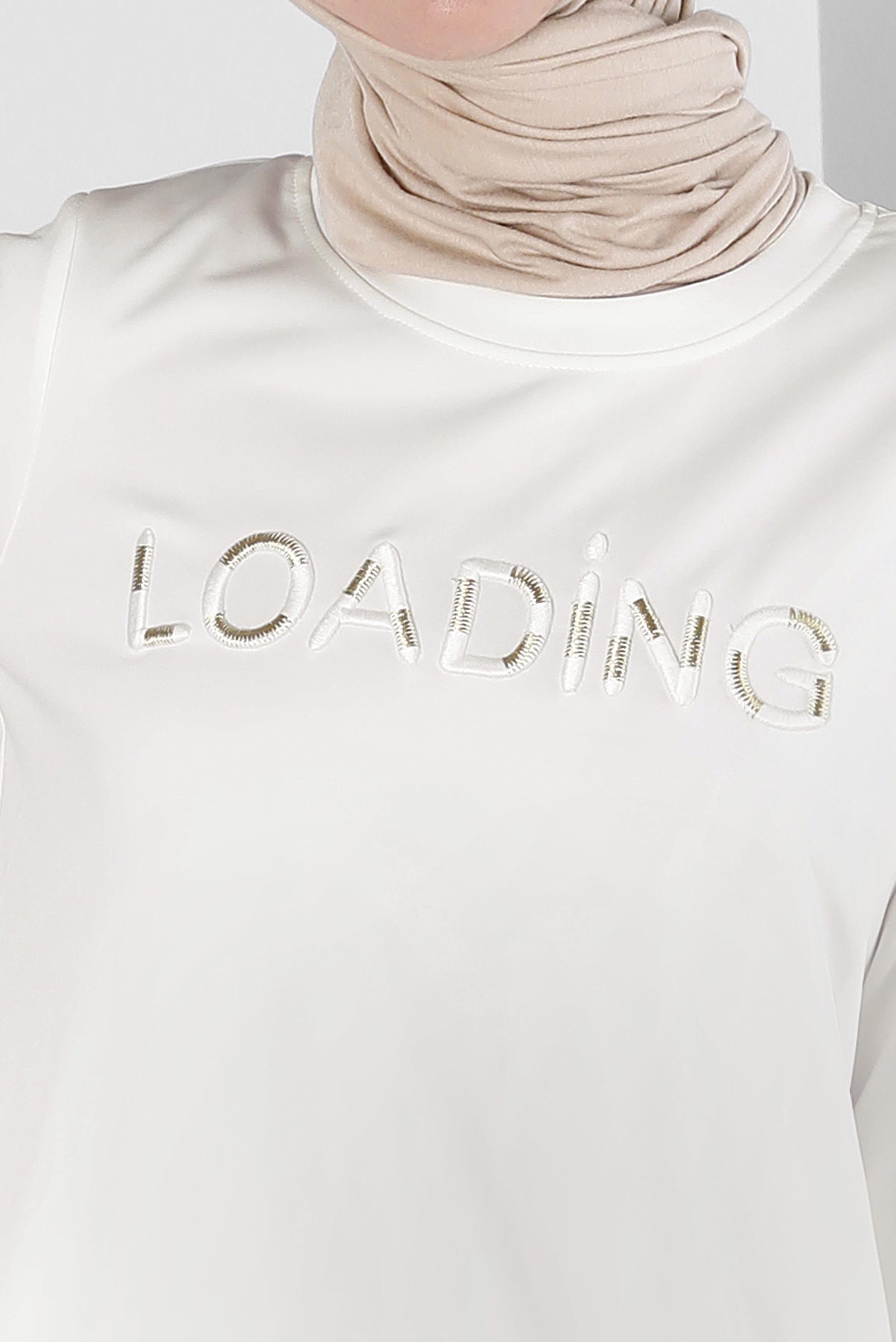 Tesettür giyim BEYAZ YAZI BASKILI DÜĞME DETAYLI EŞOFMAN TUNİK 43348