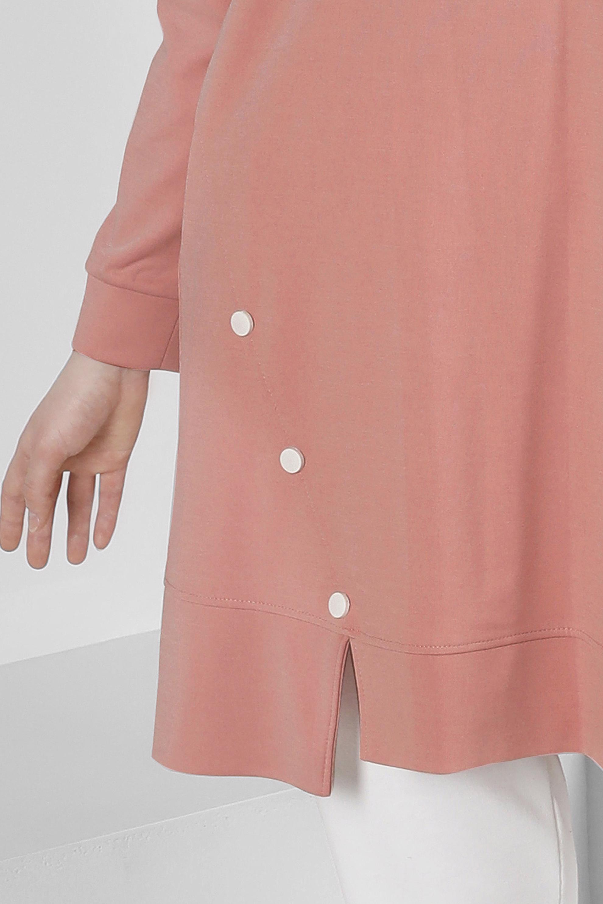 Tesettür giyim PUDRA YAZI BASKILI DÜĞME DETAYLI EŞOFMAN TUNİK 43348