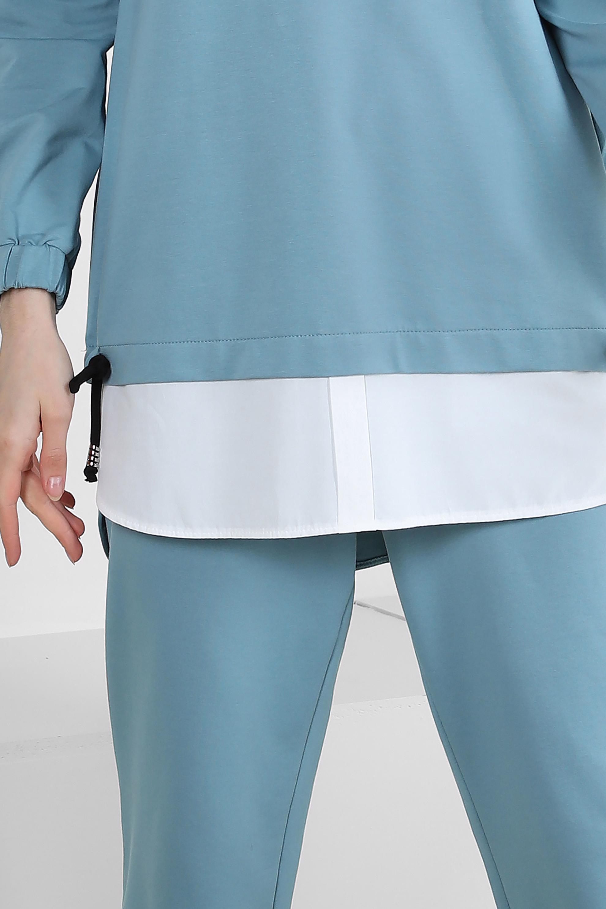 Tesettür giyim YEŞİL YAZI BASKILI GARNİLİ PANTOLONLU EŞOFMAN TAKIM 43351